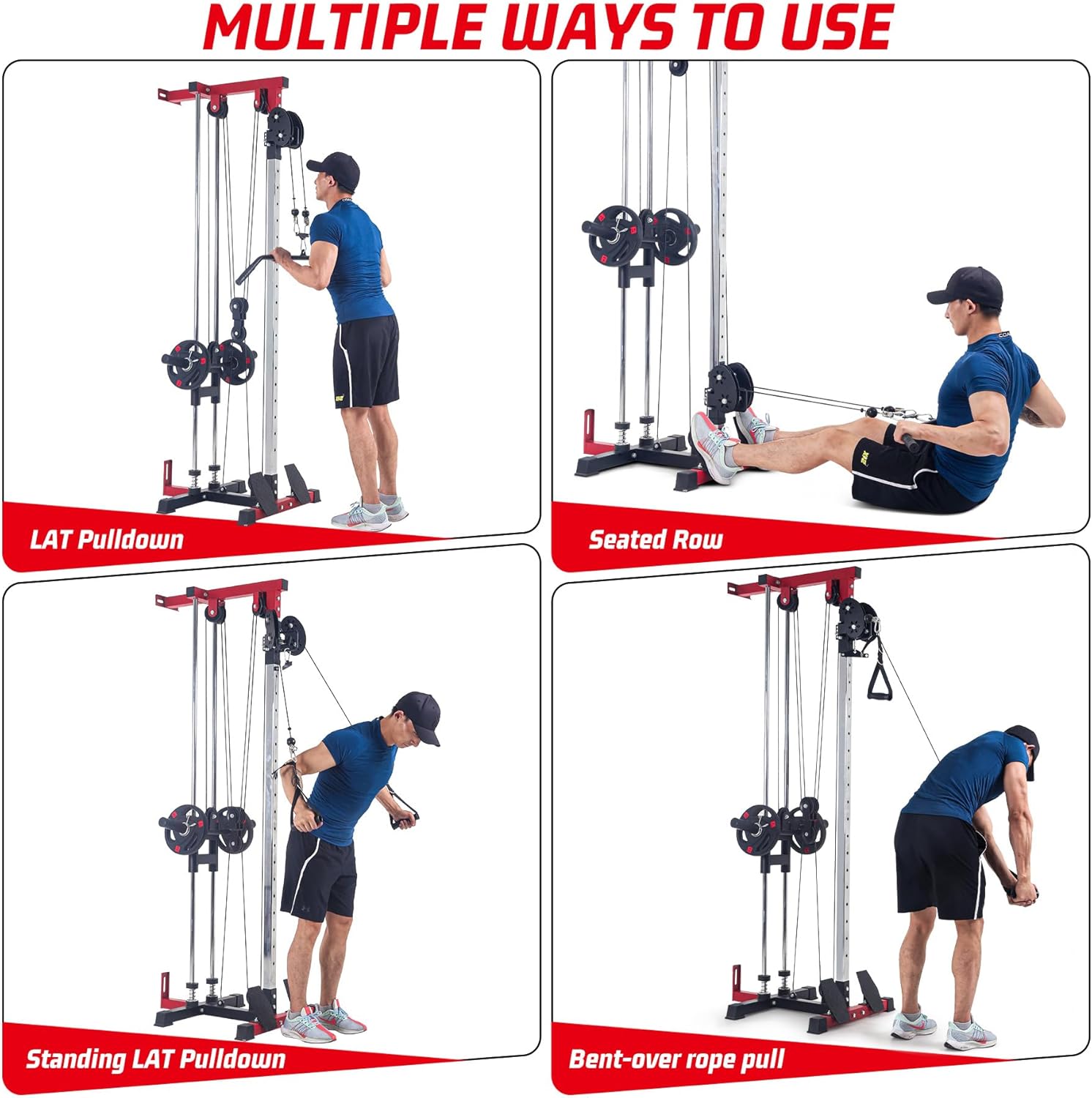 LAT Pulldown Machine, Multi-Functional Cable Machine with High and Low Pulley Station, Row Cable Machine Home Gym with Leg Support, Tricep Workout Equipment - Image 4