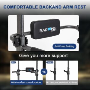 BARWING Pull Up Bar Station, Power Tower, Dip Station with 3D Backrest, Multi-Function Strength Training Stand Rack, Adjustable Height Dip Bar for Home Gym Workout Stand Fitness Exercise Equipment