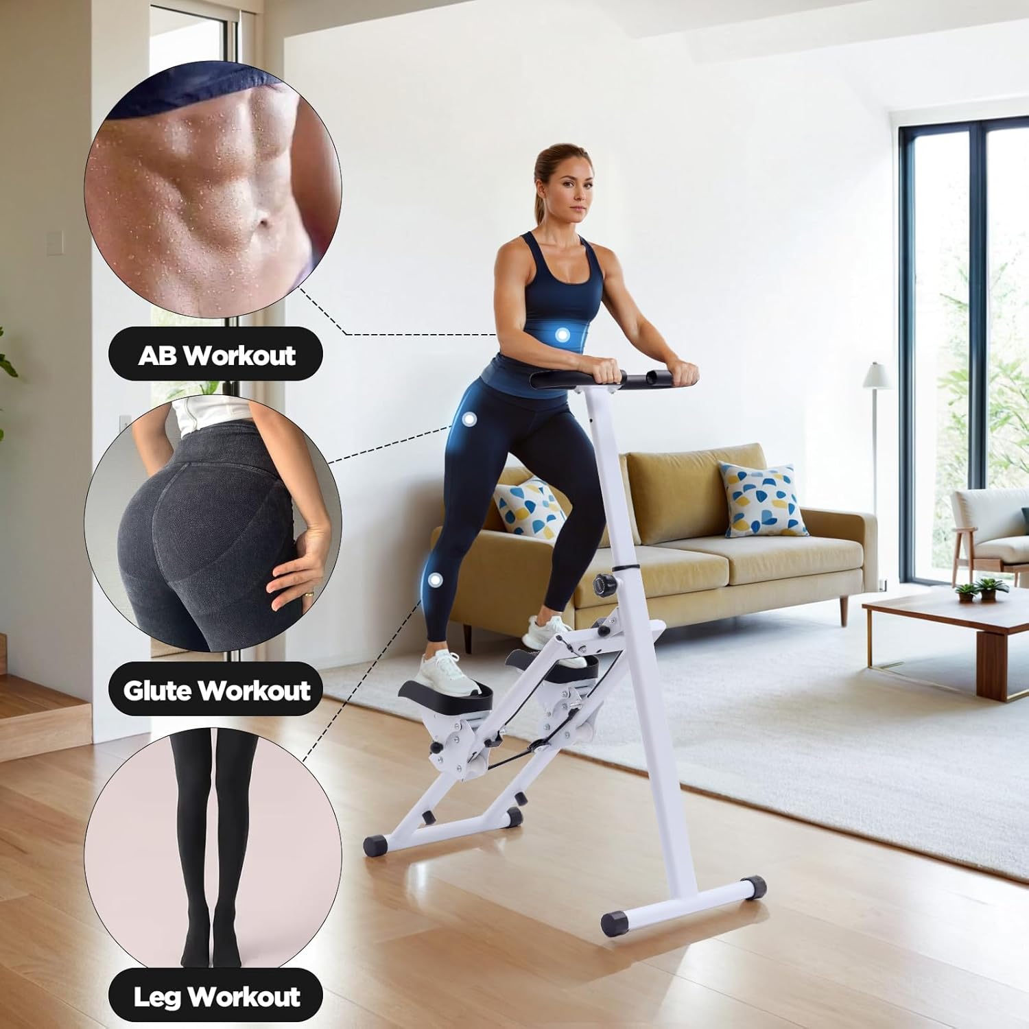 Stair Stepper Climber Adjustable Height, Ergonomic Handlebars, Smooth & Quiet Dual Hydraulic System, Advanced Fitness Tracking, Compact & Foldable for Home Exercise Step Machines - Image 2