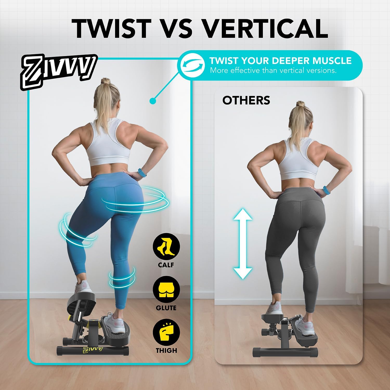 ZIWWVY- Mini Twist Stepper, Stepper Machine with 330LBS Weight Capacity, Mini Stepper for Full Body Workout, Adjustable Step Height, Smooth and Quiet, Step Machine for Men Women - Image 7