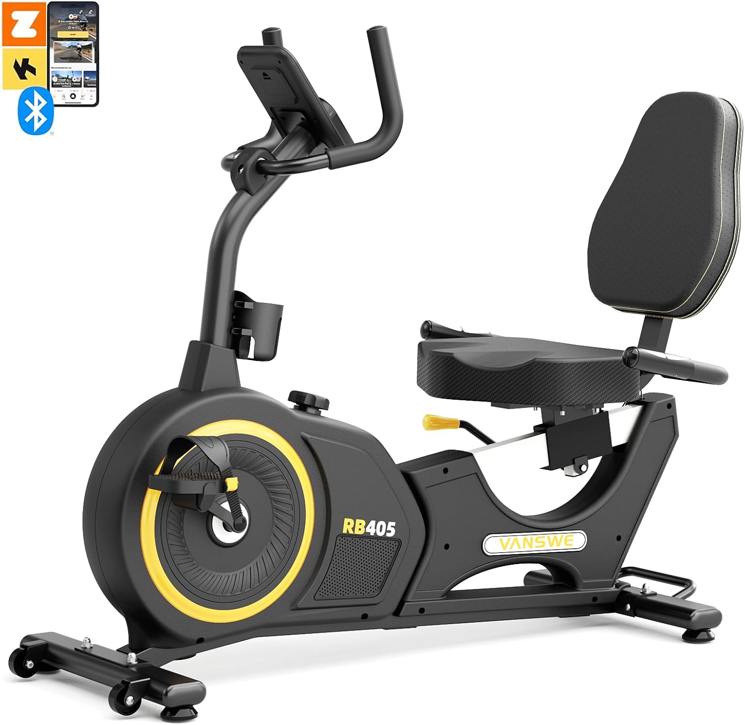VANSWE Recumbent Exercise Bike, Recumbent Stationary Bikes for Home 400 LBS Weight Capacity, Exercise Bike for Home Seniors with Smart App and Bluetooth Connectivity, LED Display, Pulse Handle - Image 8