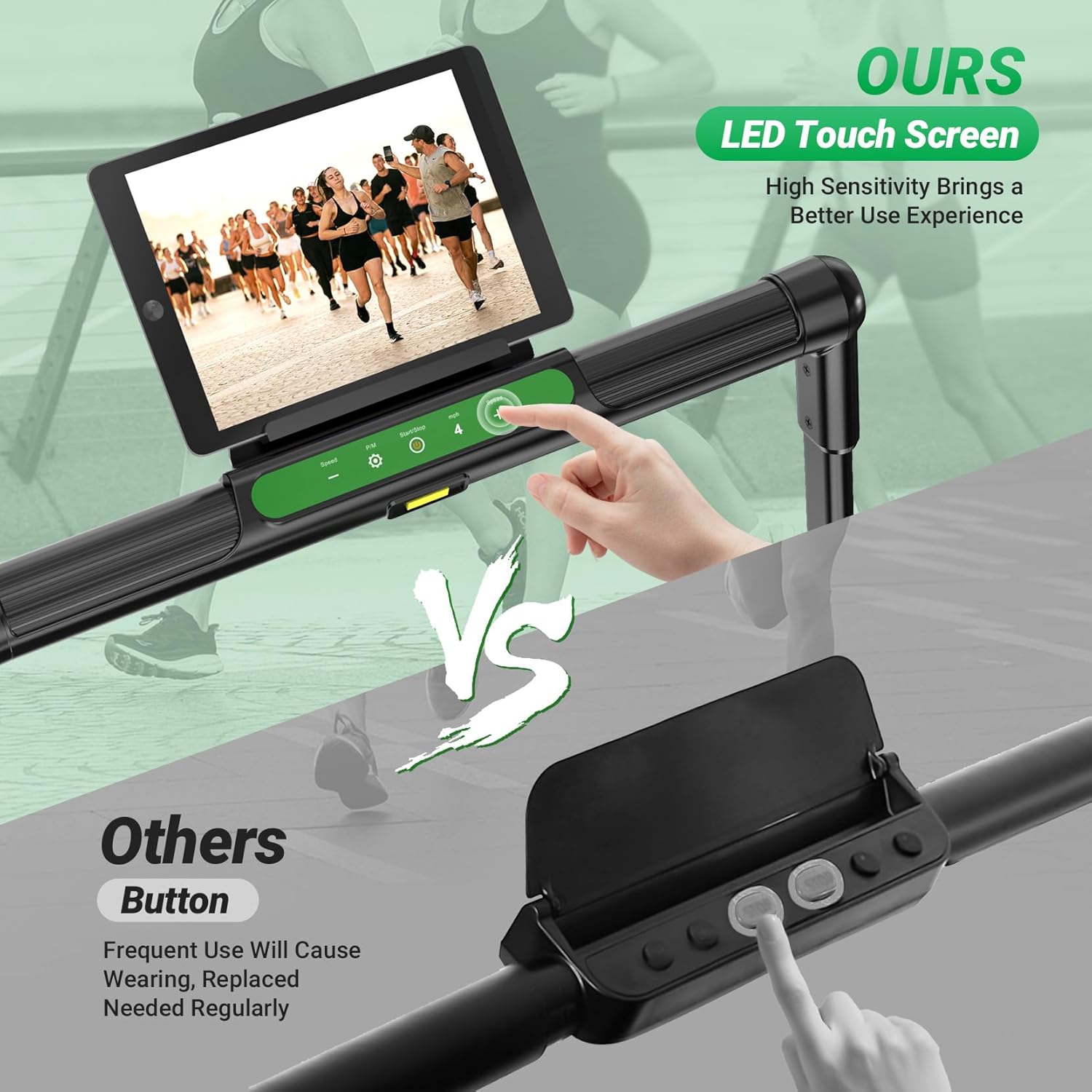 THERUN Walking Pad, 2 in 1 Foldable Treadmills for Home, 2.5HP Under Desk with Handle Bar, 16" Widened Running Belt, with Remote Control & LED Touch Screen - Image 6