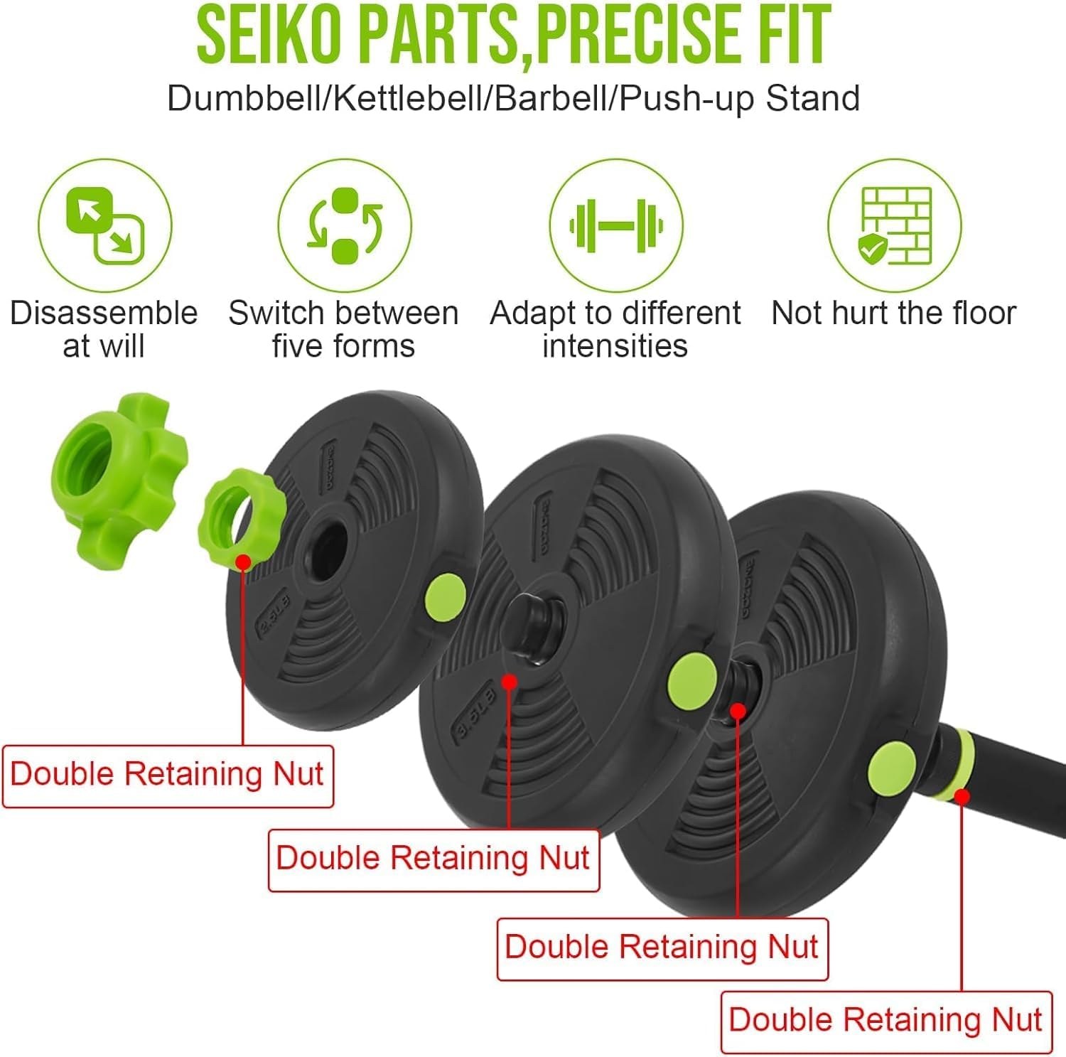44Lbs Adjustable 4-In-1 Dumbbell Set, Sand Filled PE Dumbbells with Kettlebell Combo Multi-Function Strength Training Weights Home Gym Equipment for Bench Press Squats and Push-Up Handles - Image 5