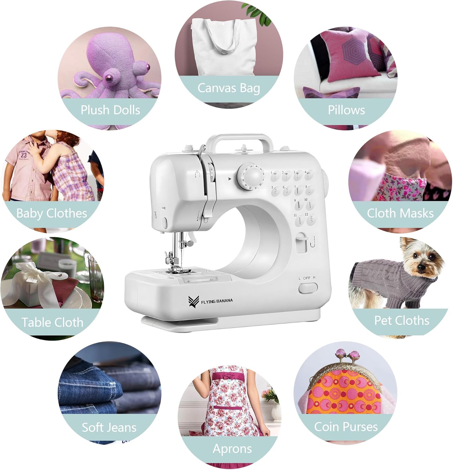 Portable Sewing Machine for Beginners, Mini Electric Sewing Machine 12 Built-in Stitch Patterns, 2 Speed with Foot Pedal & Sewing Kit, Easy DIY Household máquinas de coser for Kids Ages 8-12 - Image 2