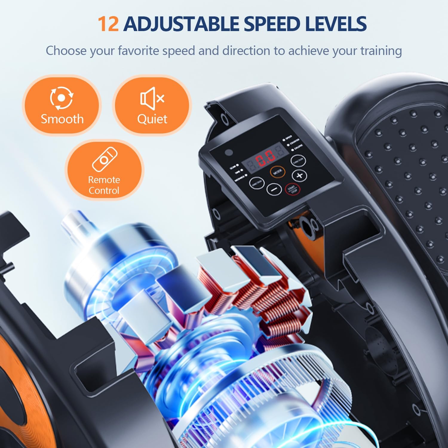 Elipse Leg Exerciser Electric as Seen on TV Under Desk Elliptical with 12 Adjustable Speed Quiet & Portable Peddler Exerciser for Seniors with Remote Control Leg Exerciser While Sitting for Seniors - Image 3
