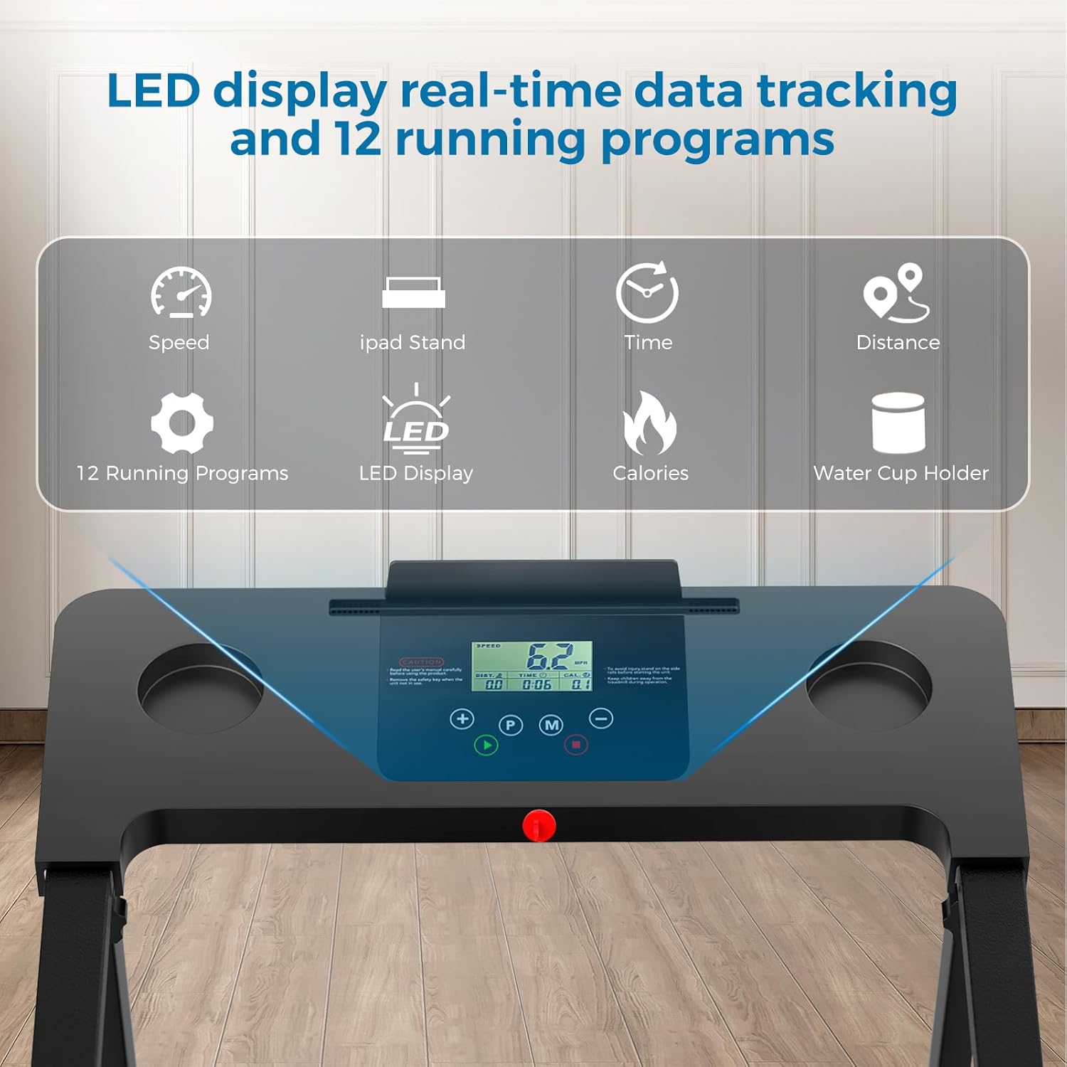 Treadmill with Handles, 2025 Upgraded Small Treadmills Home, Portable Electric Treadmills for Home 300 lbs Capacity,Walking Pad Treadmill,Lightweight Folding Foldable Walking Pad with LED Display - Image 2