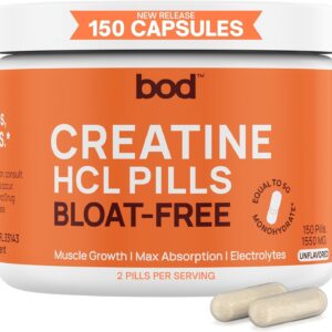 Creatine HCL Pills – Muscle Growth, Endurance, No Bloat, No Load, Not Flavored | Monohydrate Micronized Alternative, Creatine for Women and Men, Vegan, Creatina HCL, 150 Capsules