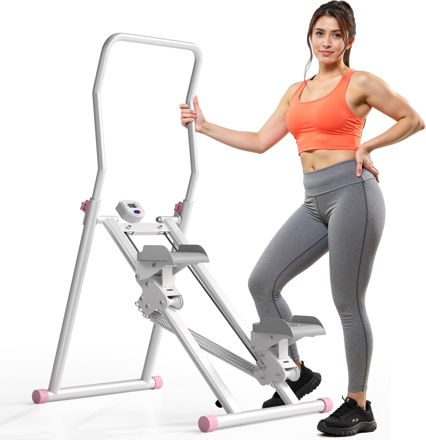 MOMODA Stair Stepper Resistance Adjustable Folding Vertical Climber Machine for Home Gym Full-Body Workout