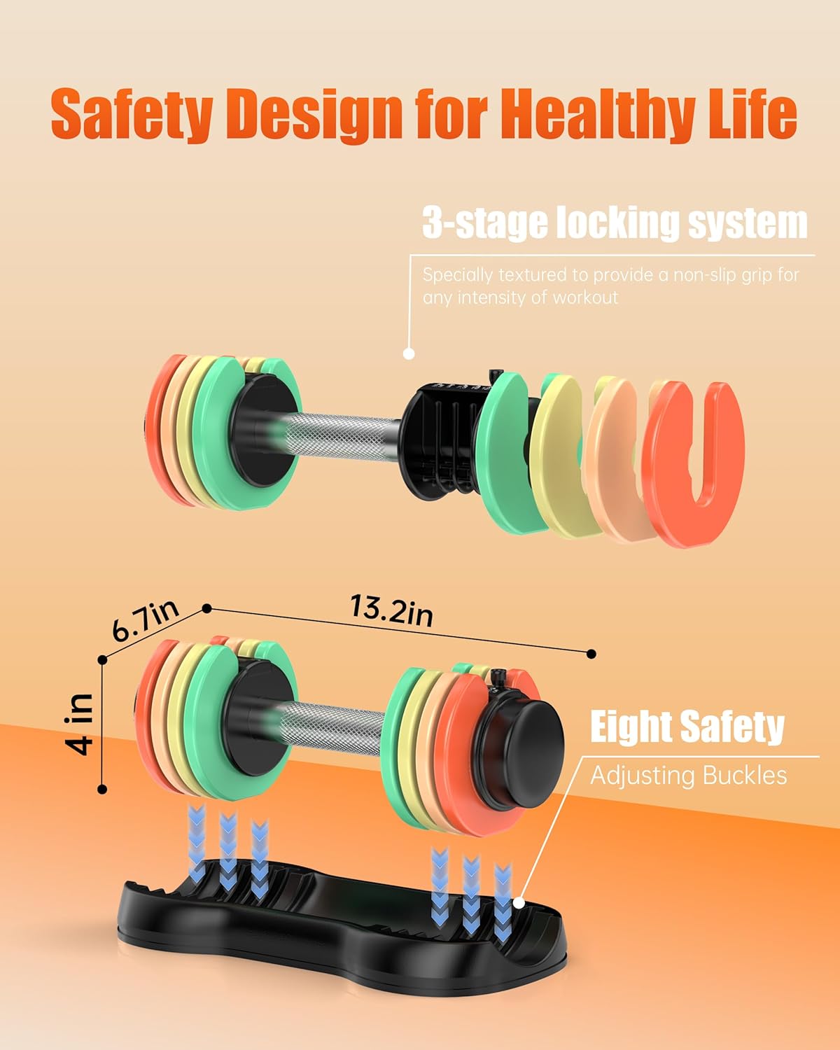 Uboway Adjustable Dumbbell Set (2.5-12.5 lbs) – Pair of Free Weights with Quick-Change Weight Plates, Non-Slip Grip & Storage Tray – Ideal for Home Gym, Strength Training, Beginners, Women & Men - Image 2
