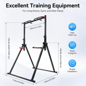 Pull Up Bar, Triangular Pull Up Station with Thickened Pipe Multifunction Adjustable Height Bar Freestanding for Home Gym (Max. Load: 200kg/440.92lbs)