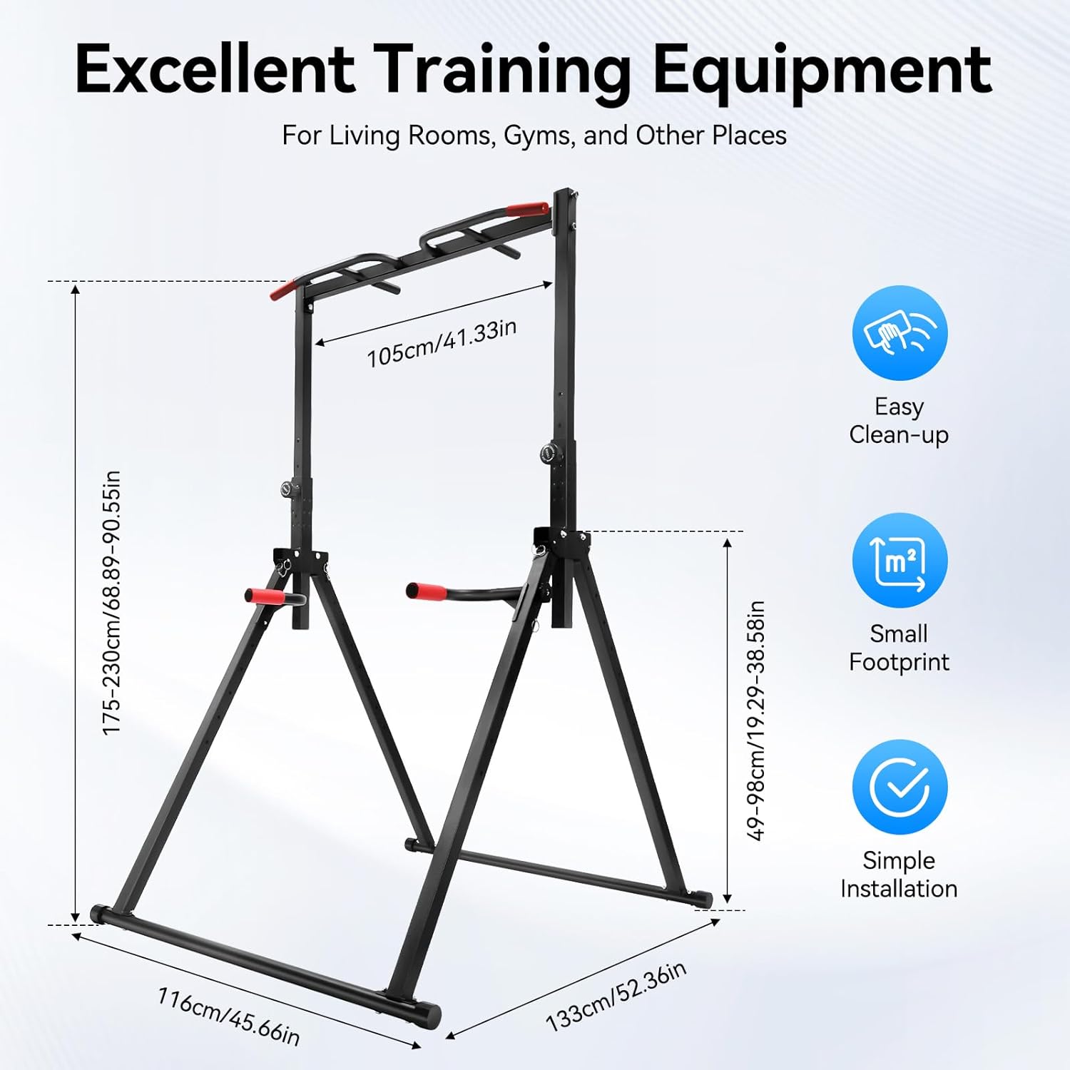 Pull Up Bar, Triangular Pull Up Station with Thickened Pipe Multifunction Adjustable Height Bar Freestanding for Home Gym (Max. Load: 200kg/440.92lbs) - Image 2