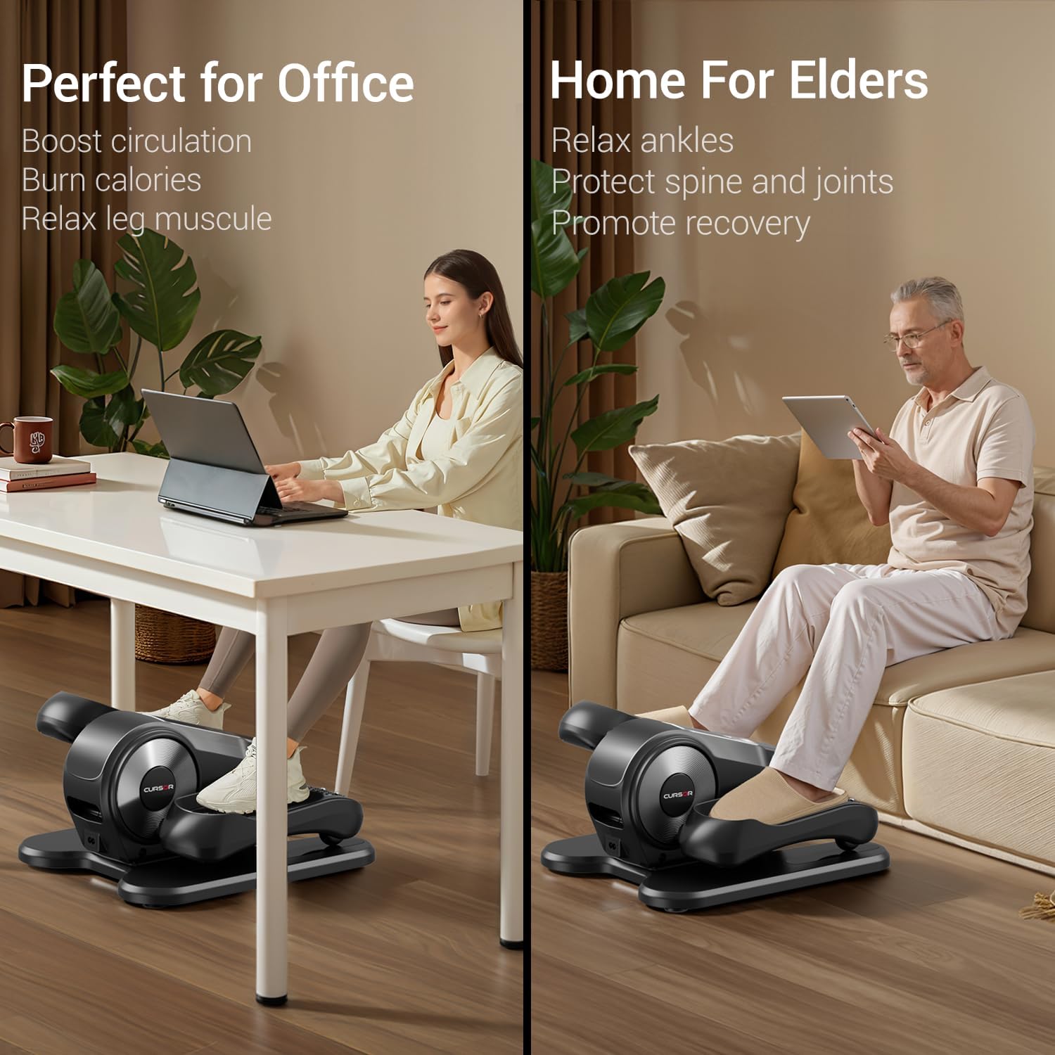 Under Desk Elliptical Machine, Electric Seated Pedal Exerciser, Mini Ellipse Leg Exerciser with Remoter, 12 Level Speeds, Forward & Reverse Direction, Manual & Auto Mode for Home Office - Image 7