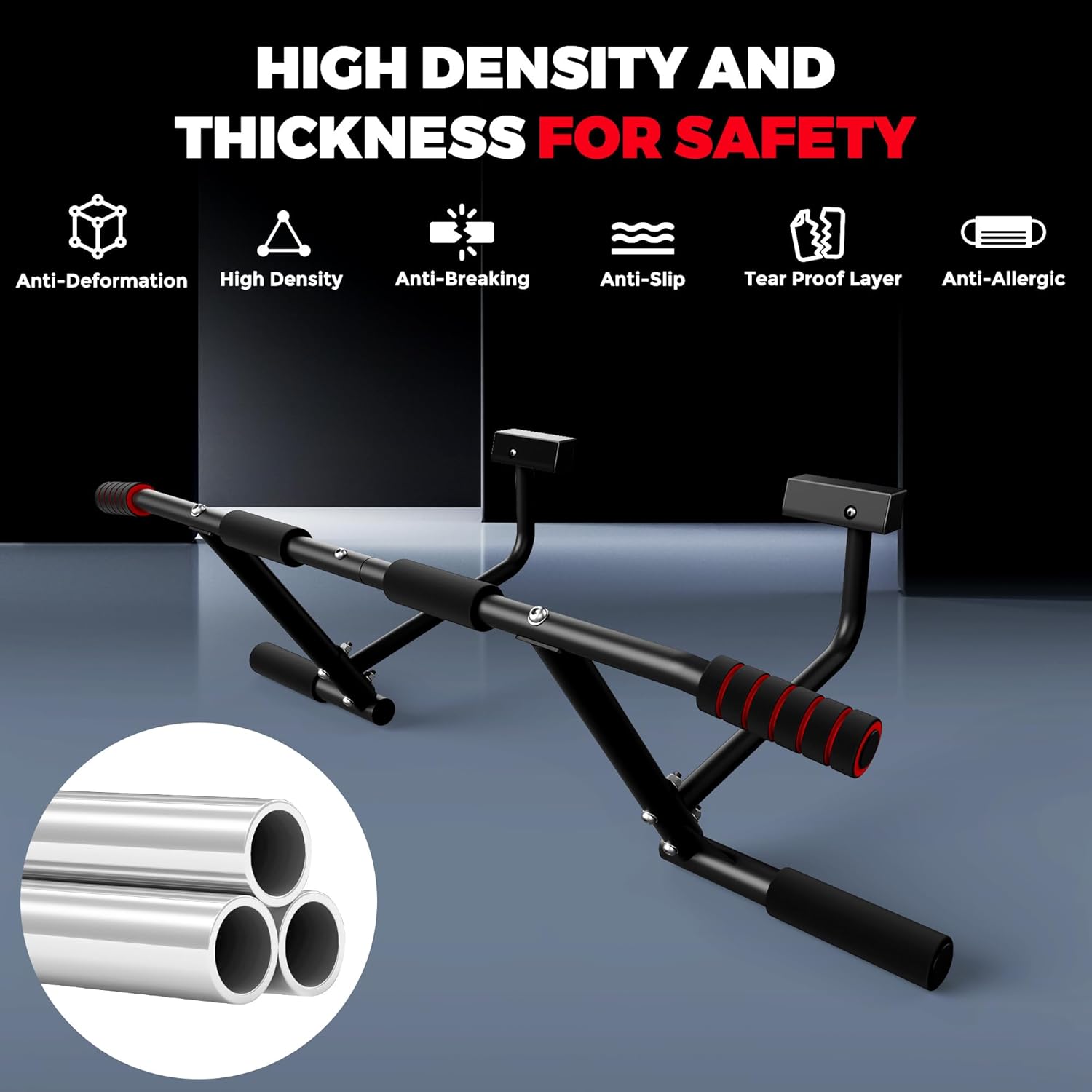 ONETWOFIT Pull Up Bar for Doorway, 440 lbs Heavy Duty Upper Body Fitness Workout Bar for Home Gym Exercise, Multi-Grip Strength Wall Mounted Door Frame Chin-Up Bar for Almost All Doors - Image 7