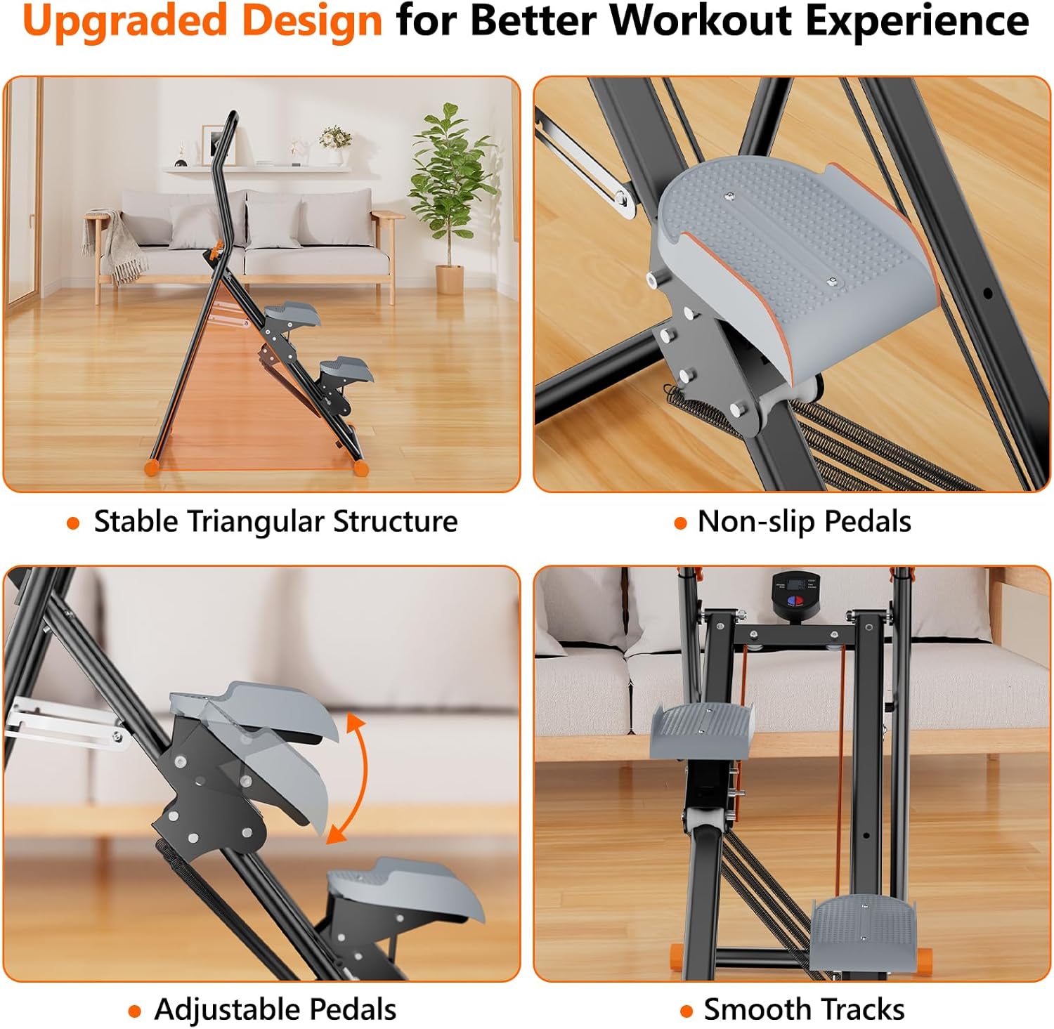 Stair Stepper with Adjustable Resistance for Home Cardio Workout,Upgraded Vertical Climber Machine Full-Body Workout,Compact Folding Exercise Climber, Adjustable Handlebar & Pedals - Image 7