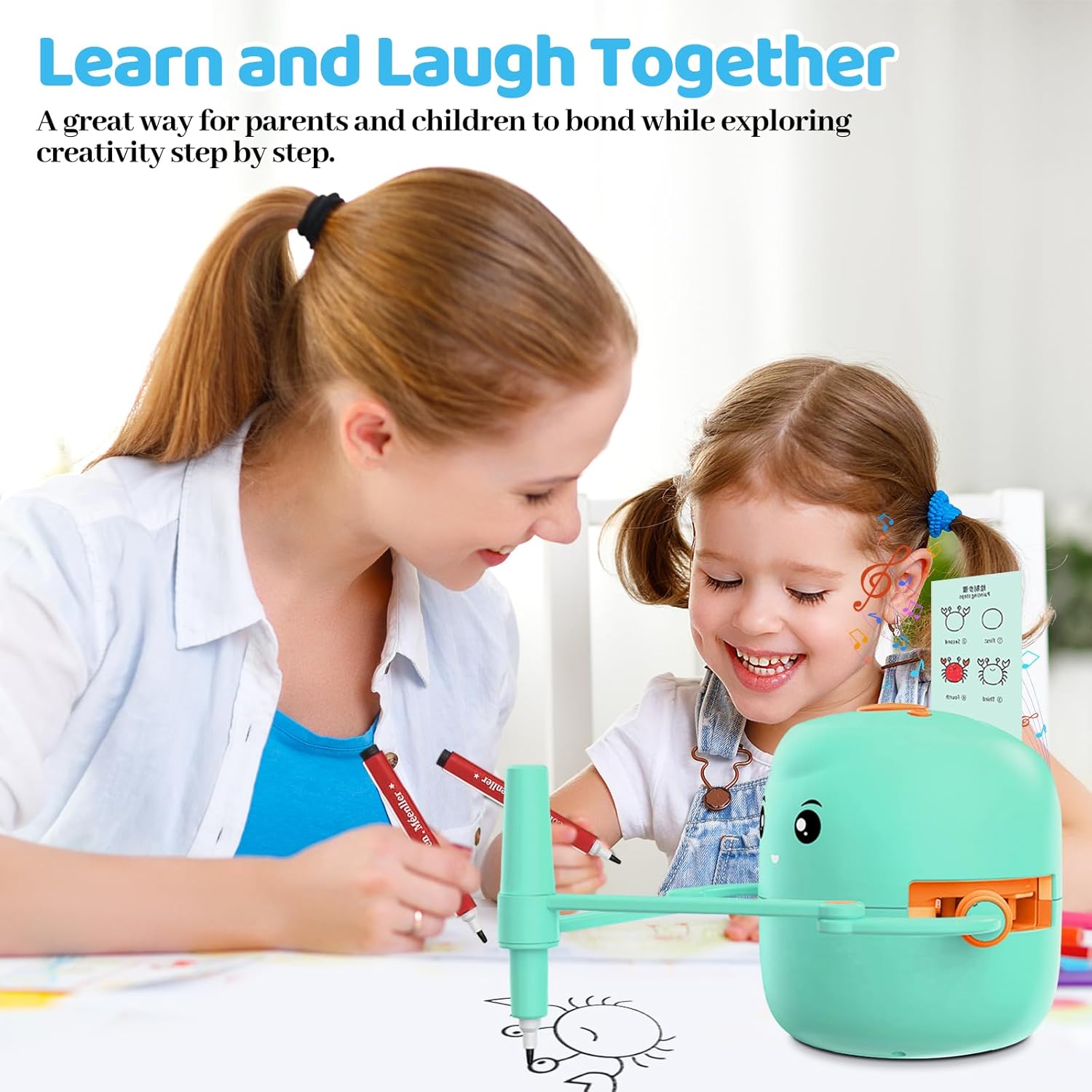Drawing Robot for Kids with 150 Learning Cards and 17 Colorful Pens, Voice Interactive Educational Smart Art Painting Machine, Step-by-Step Drawing Guidance for Boys Girls Early Learning & STEM Toys - Image 7
