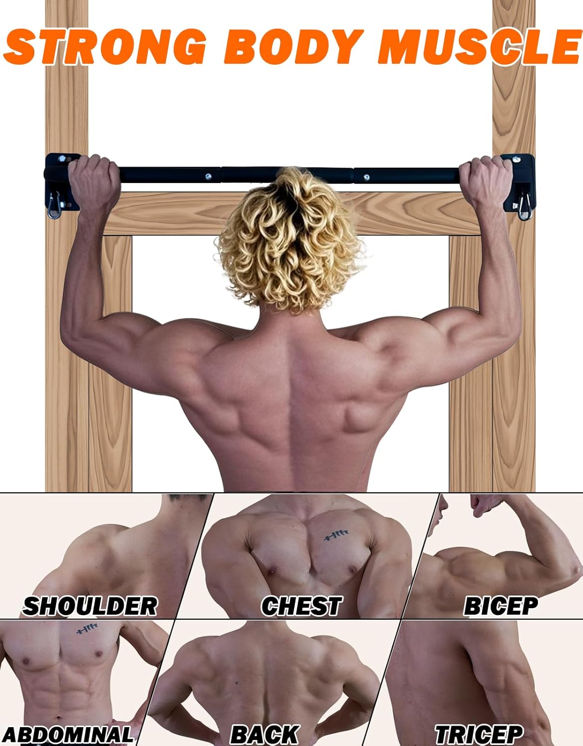 Fitarc Heavy Duty Wall Mount Pull Up Bar, Joist Mount Chin Up Bar for Doorway, Steel Construction, Home Gym Equipment, Fits 32”-36” Wall Studs - Image 4