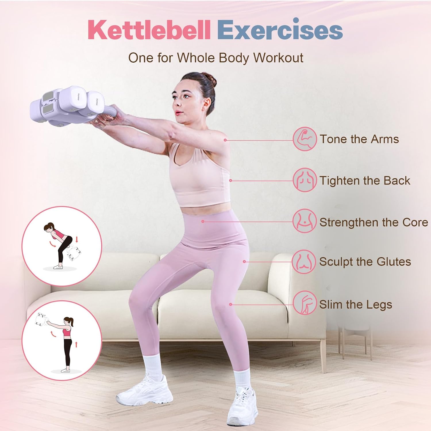 Adjustable Dumbbell Set of 2, 4 in 1 Free Weights Dumbbells Set for Women with Fast Adjustment, Each 2lb 3lb 4lb 5lb Hand Weights Set for Home Gym & Outdoor Exercise Training - Image 5