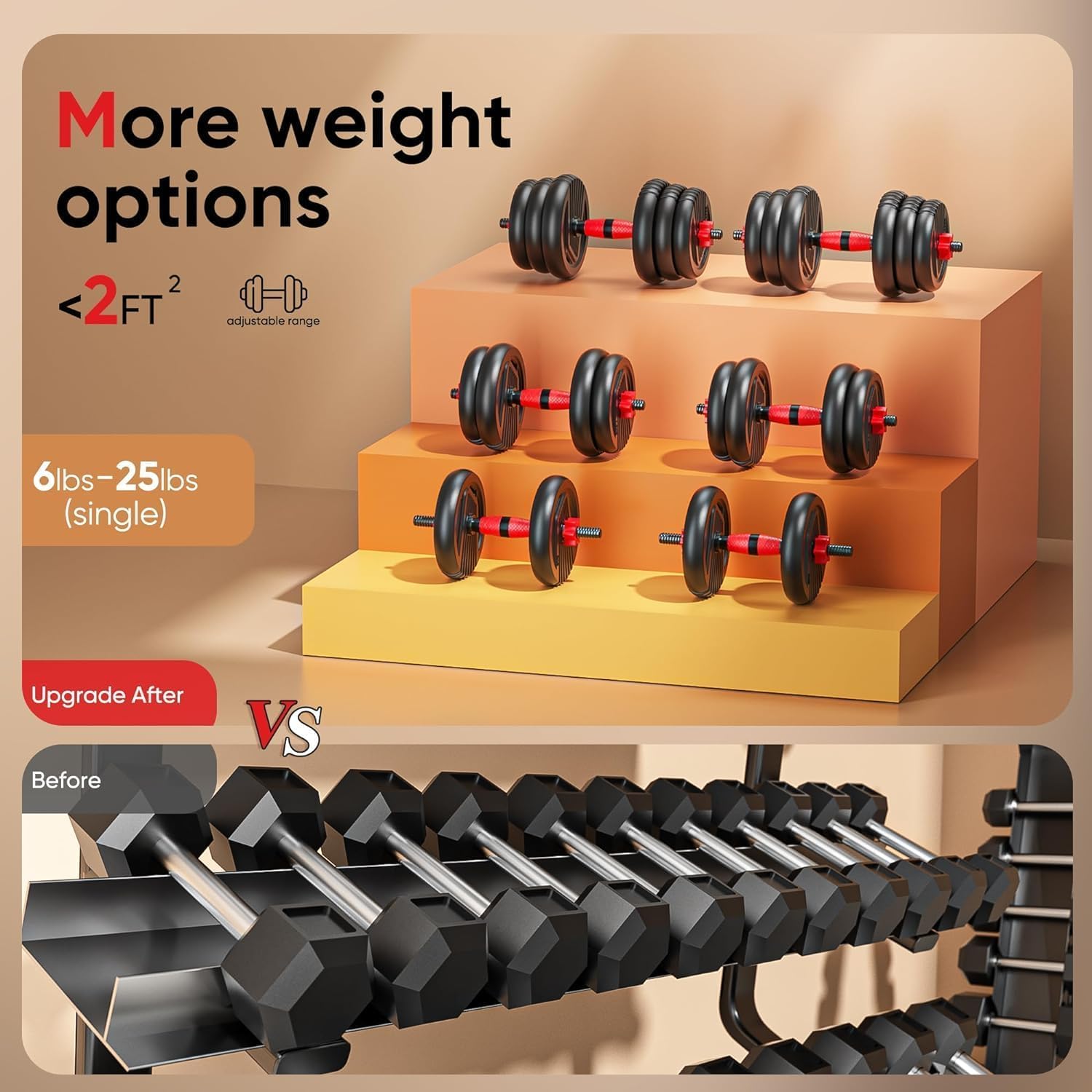 Adjustable Dumbbells, 10/20/30/45/70/90lbs Free Weight Set with Connector, 4 in1 Dumbbells Set Used as Barbell, Kettlebells, Push up Stand, Fitness Exercises for Home Gym Suitable Men/Women - Image 4
