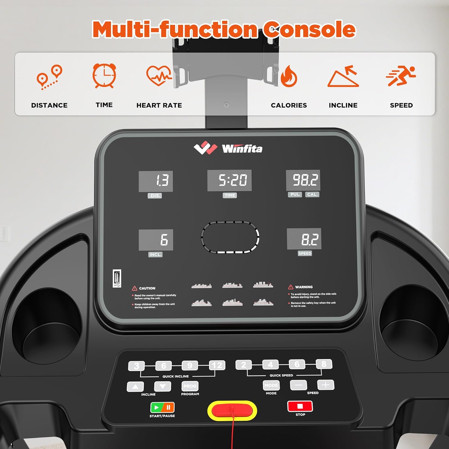 3.5HP Folding Treadmills for Home with Incline Optional, 300 lbs Capacity, 8.0MPH Speed, 17'' Wide Belt, App, Bluetooth Connection, 64 Programs, USB Charging Port, BMI Detector for Home Use - Image 6