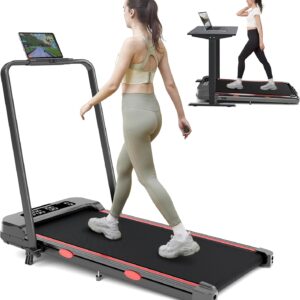 Incline Treadmill for Home, 300+ lb Capacity, Quiet Foldable Treadmills with Handle Bar, Compact Running Machine Walking Pad with APP