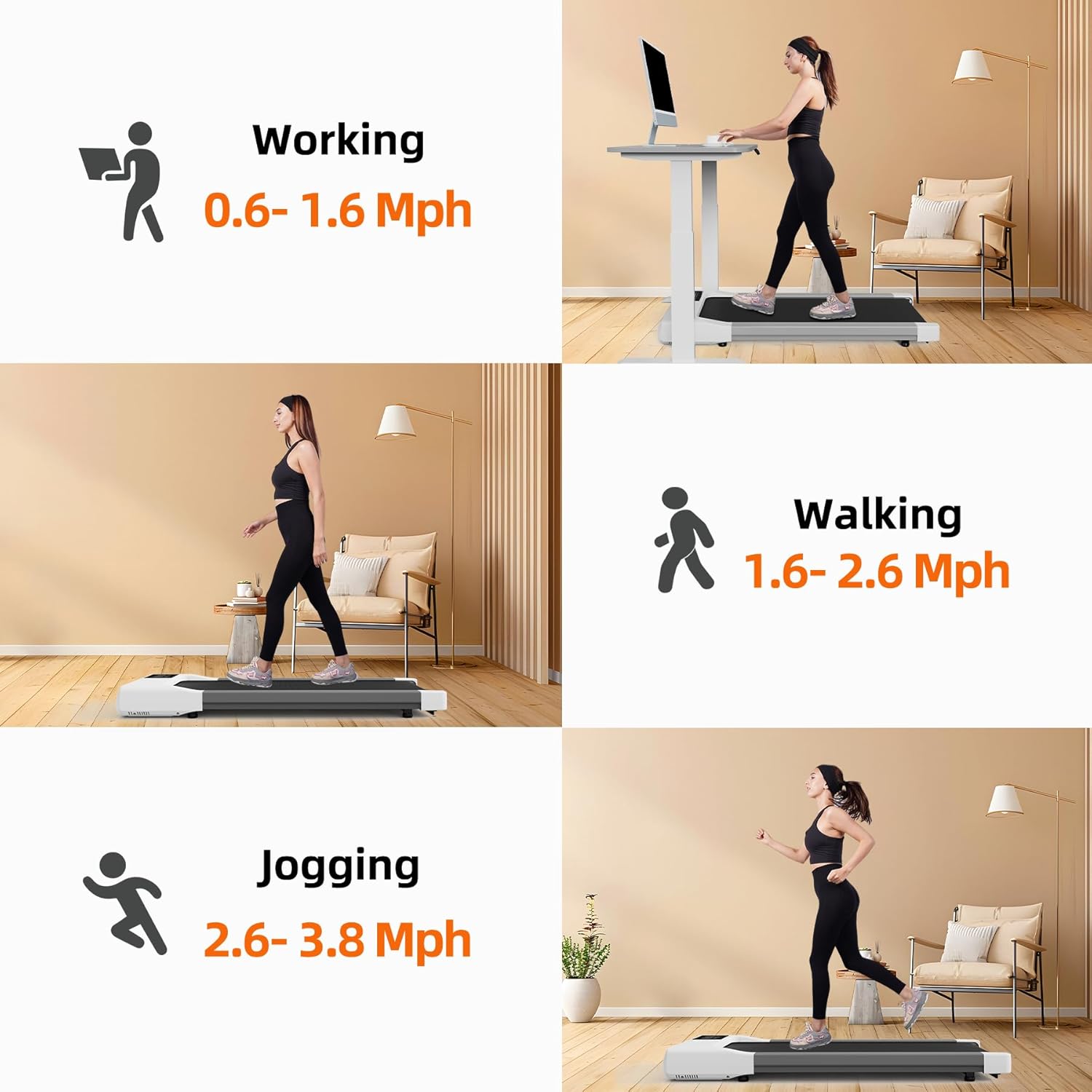 DeerRun 2025 Upgrade Walking Pad, Smart Under Desk Treadmill for Home Office, No-Assembly Treadmills with APP and Remote Control, LED Display, 2.5 HP Quiet Walking Jogging Machine, 300 lbs Capacity - Image 5