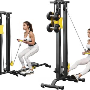 SogesPower LAT Pull Down Machine for Home Gym,Heavy Duty Cable LAT Pull Down & Seated Row Workout Station with Adjustable Resistance, High Pulley System for Back, Shoulder & Arm Exercises