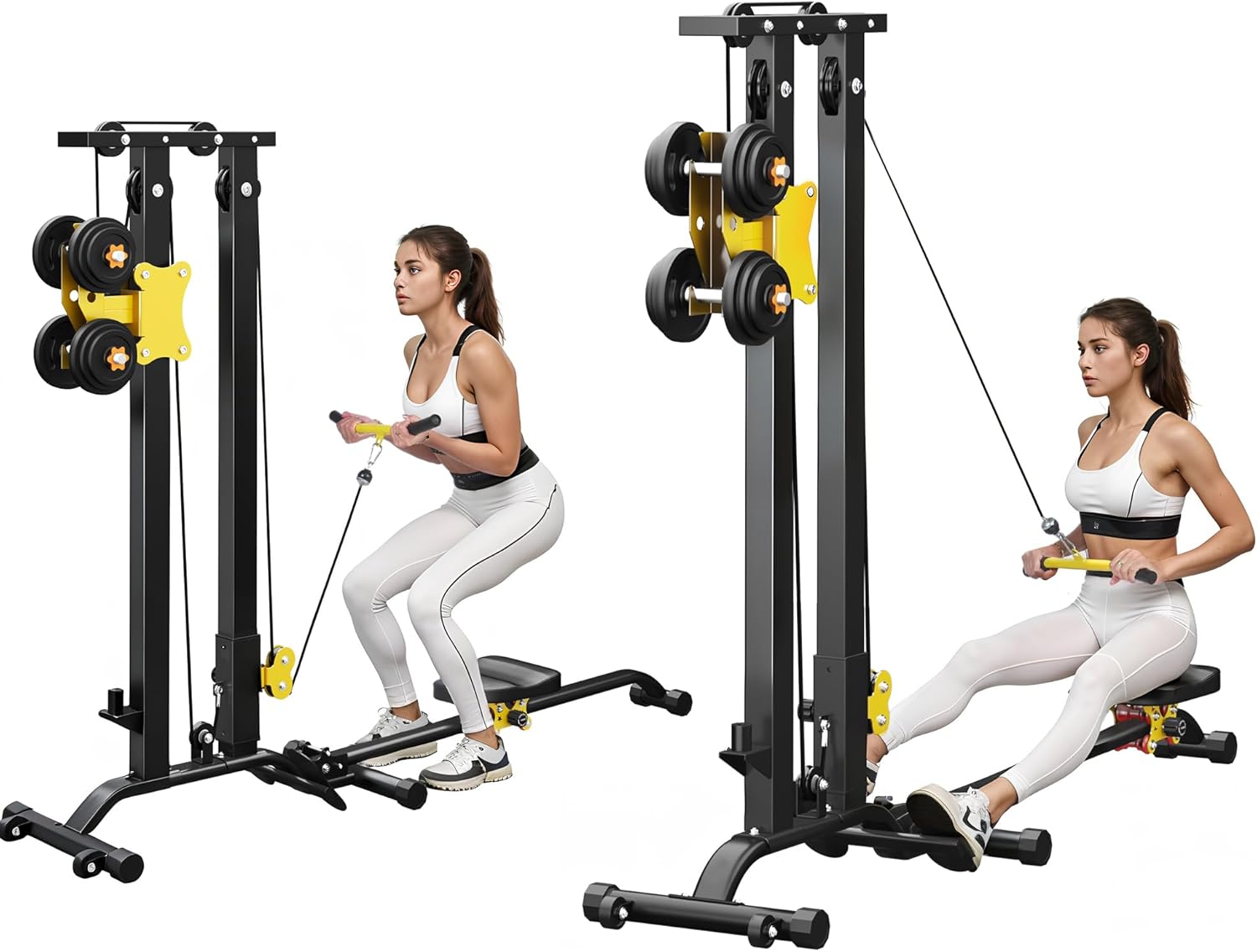 SogesPower LAT Pull Down Machine for Home Gym,Heavy Duty Cable LAT Pull Down & Seated Row Workout Station with Adjustable Resistance, High Pulley System for Back, Shoulder & Arm Exercises