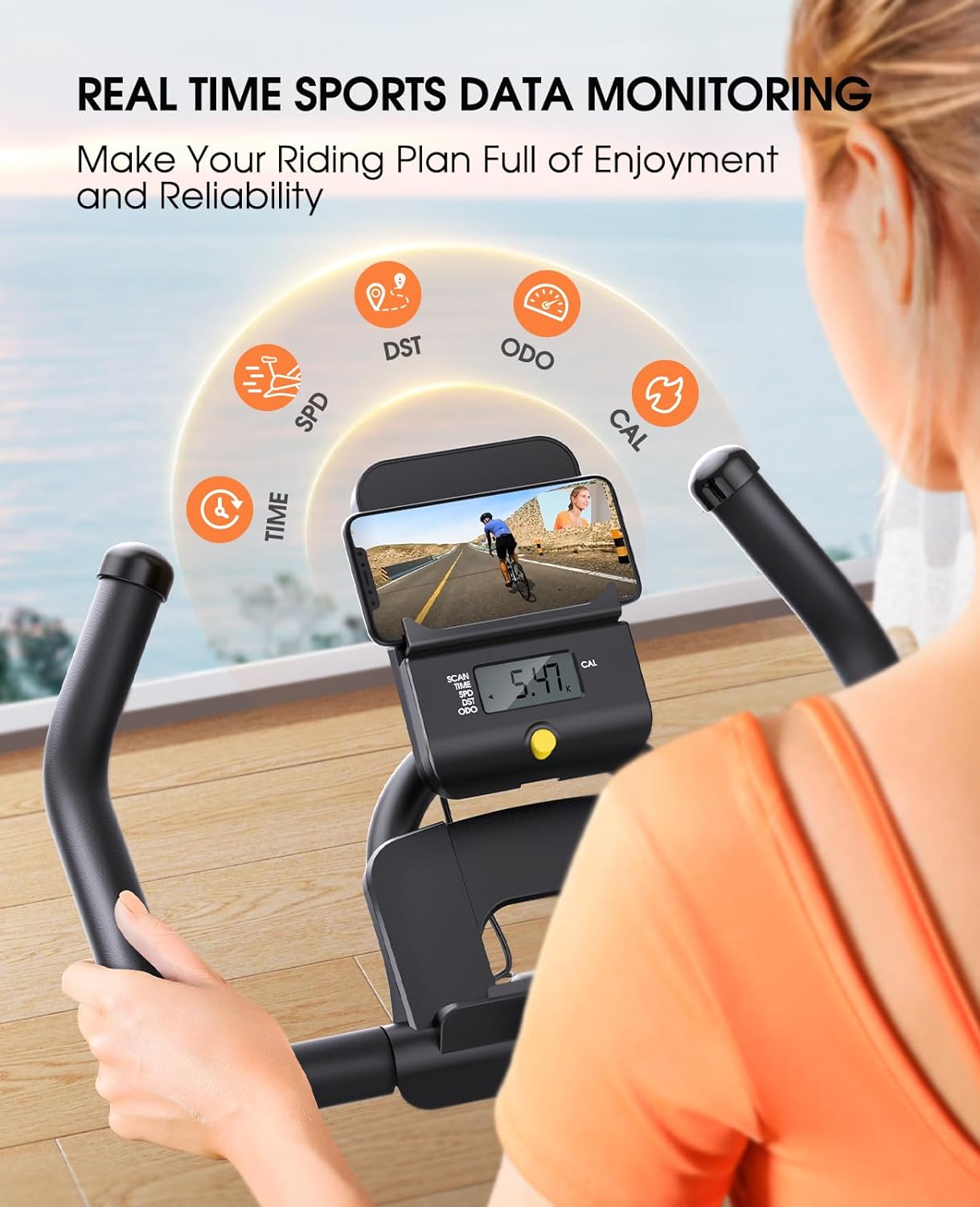 Stationary Exercise Bikes for Home, Magnetic Resistance,330 LBS Maximum Capacity, Quiet and Stable Indoor Cycle Bikes, Adjustable Digital Monitor & Phone Bracket & Comfortable Seat for Home - Image 2