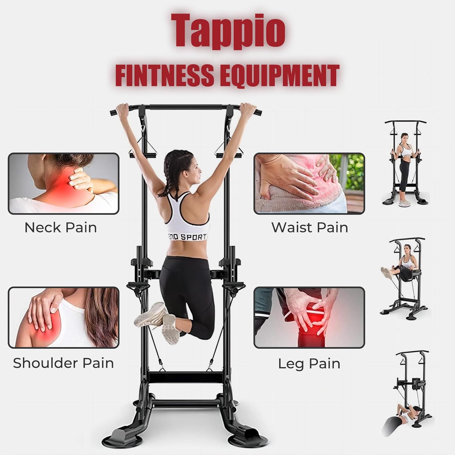 Power Tower Pull Up Bar for Home Gym, Multi Functional Pull Up Bar Stand Dip Bar Station, Adjustable Height Workout Dip Station Strength Training Fitness Equipment - Image 5
