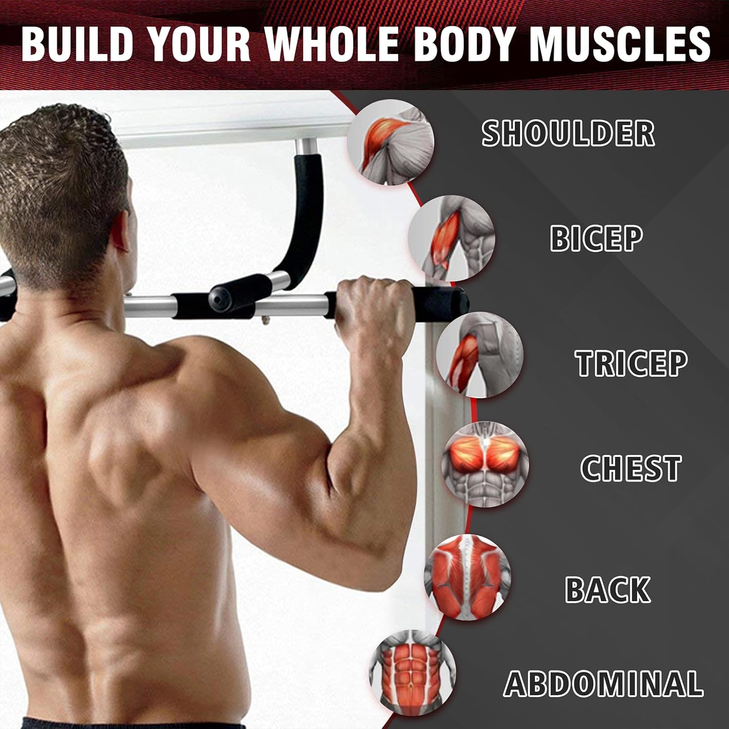 TOPOKO Upgrade Pull Up Bar for Doorway - Max Capacity 440 lbs, Portable Upper Body Workout Bar for Strength Training - Image 5
