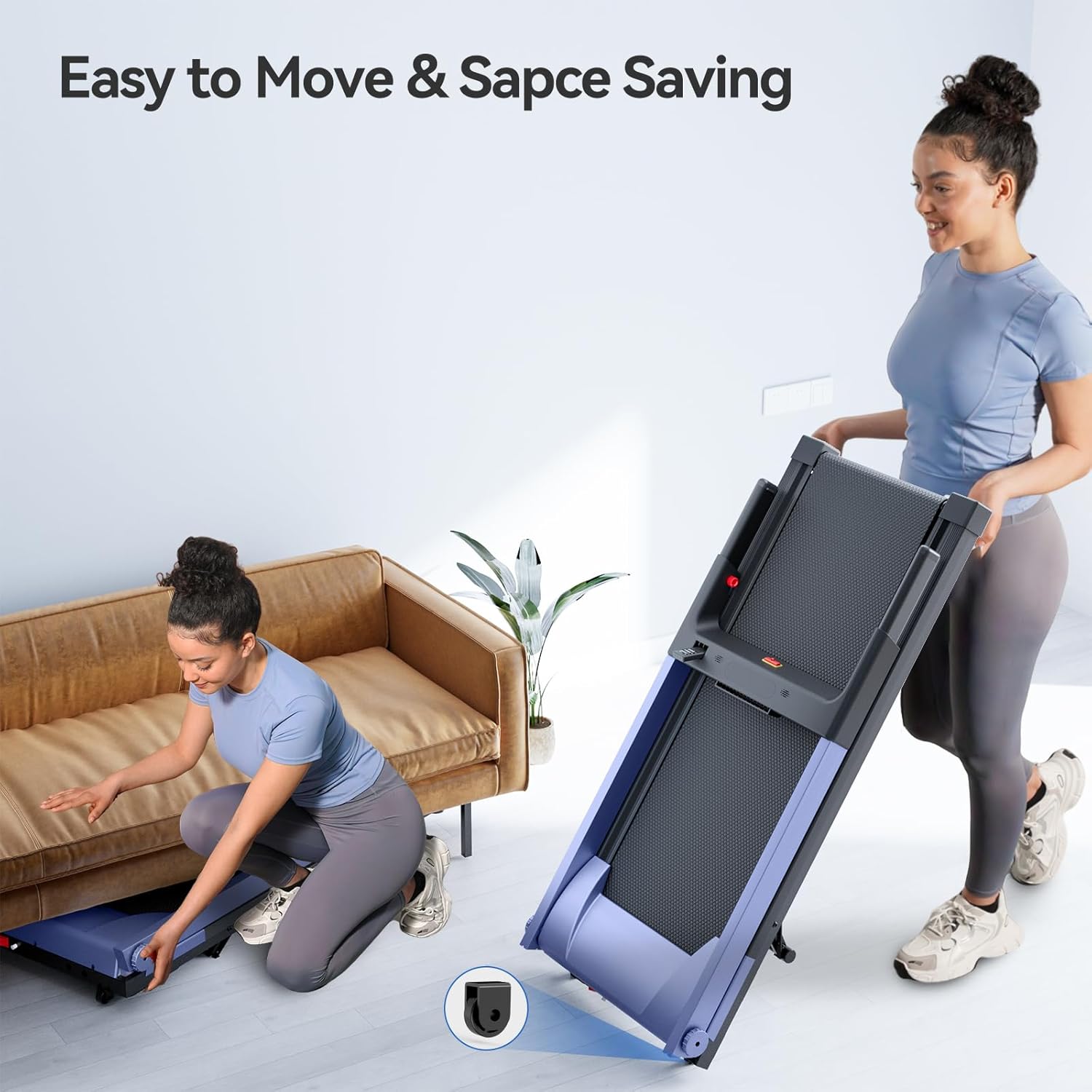 4-in-1 Treadmills for Home Small with Incline and Handles, Foldable Treadmill for Small Spaces, 300 LBS Capacity 3.0 HP 7.5 MPH Folding Running Treadmills with Incline - Image 6