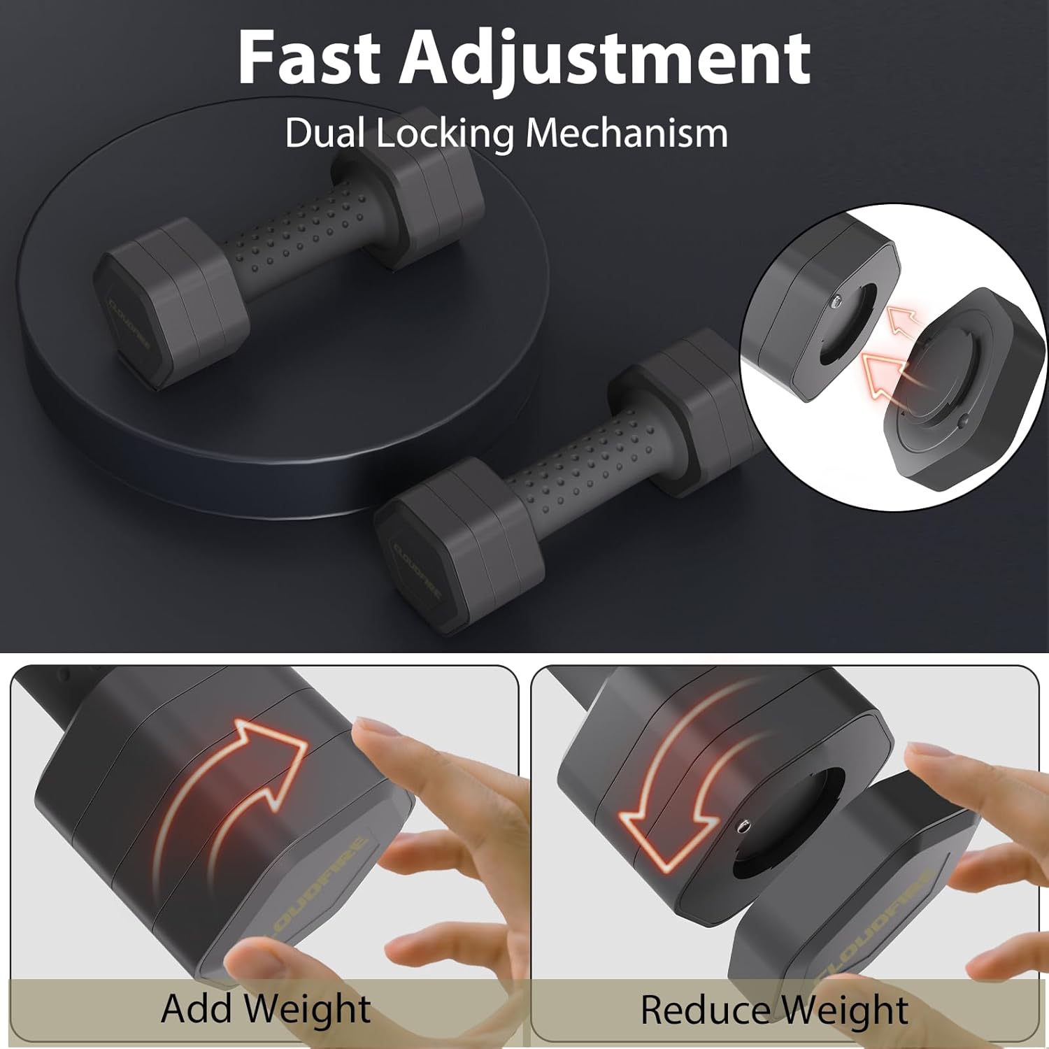 Adjustable Dumbbell Set of 2, 4 in 1 Free Weights Dumbbells Set, Hand Weights for Women at Home, 5 lb Dumbbells Set with Non-slip Comfort Handle for Home Gym Exercise Workout Training - Image 6