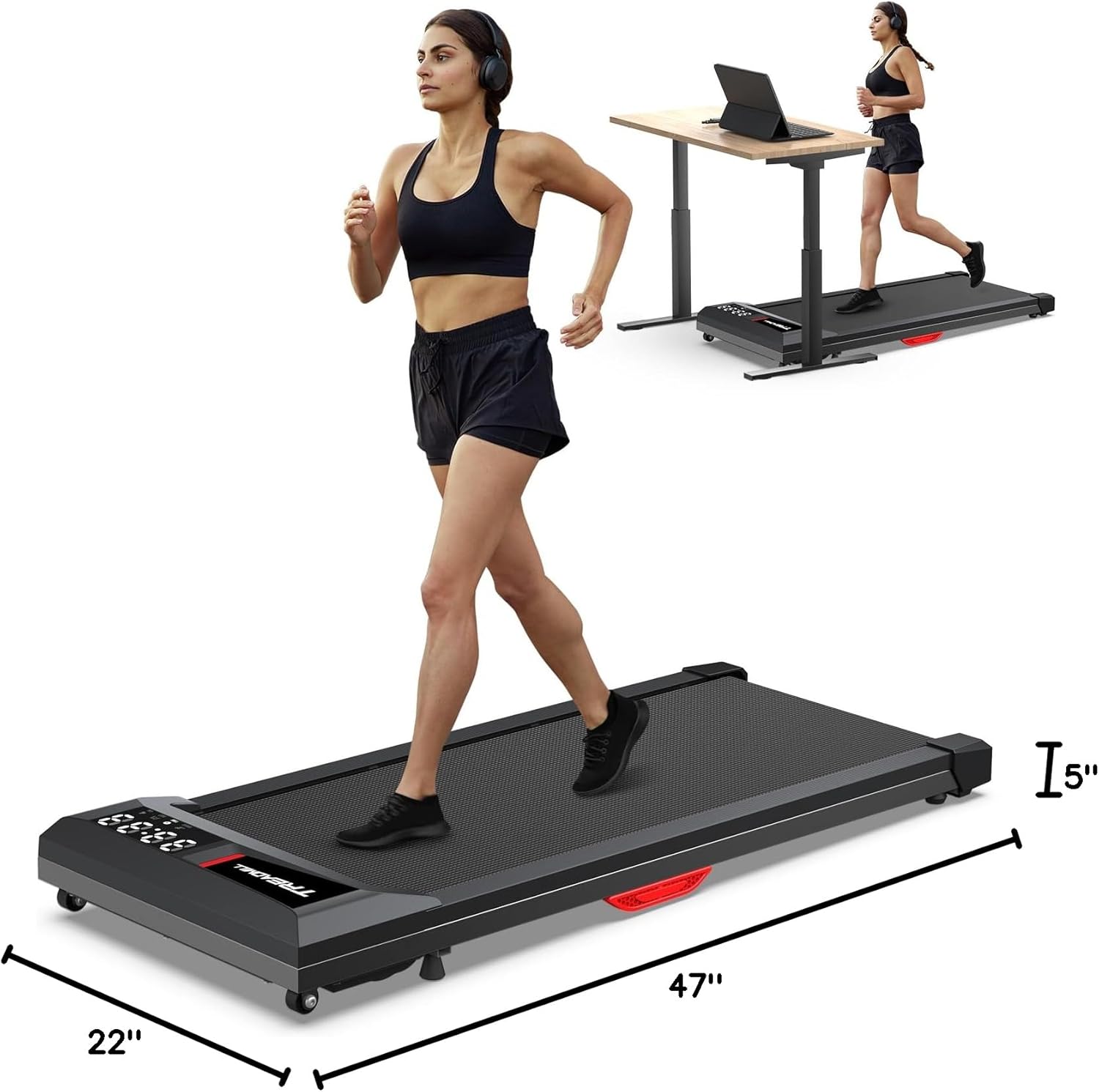 Walking Pad with Incline, Under Desk Treadmills for Home, 320lbs Weight Capacity, 29lbs Lightweight, Walking Jogging Running, Easy to Move, Upright/Under Bed Sofa Placed, Space Saver - Image 7