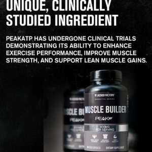 Jacked Factory Essentials Muscle Builder – ATP Muscle Builder for Men with Peak ATP to Support Muscle Gain, Enhance Athletic Performance, & Increase Strength – 30 Capsules