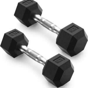 PAPABABE HEX Dumbbell Set 2.5-125lb, Rubber Encased Home Gym Dumbbells, Exercise & Fitness Weights Dumbbells for Women & Men, Hand Weight for Strength Training