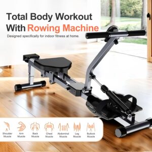 Rowing Machine, Compact Adjustable Rowing Machine 12 Levels of Complete Body Workout Resistance for Home, Low-Impact