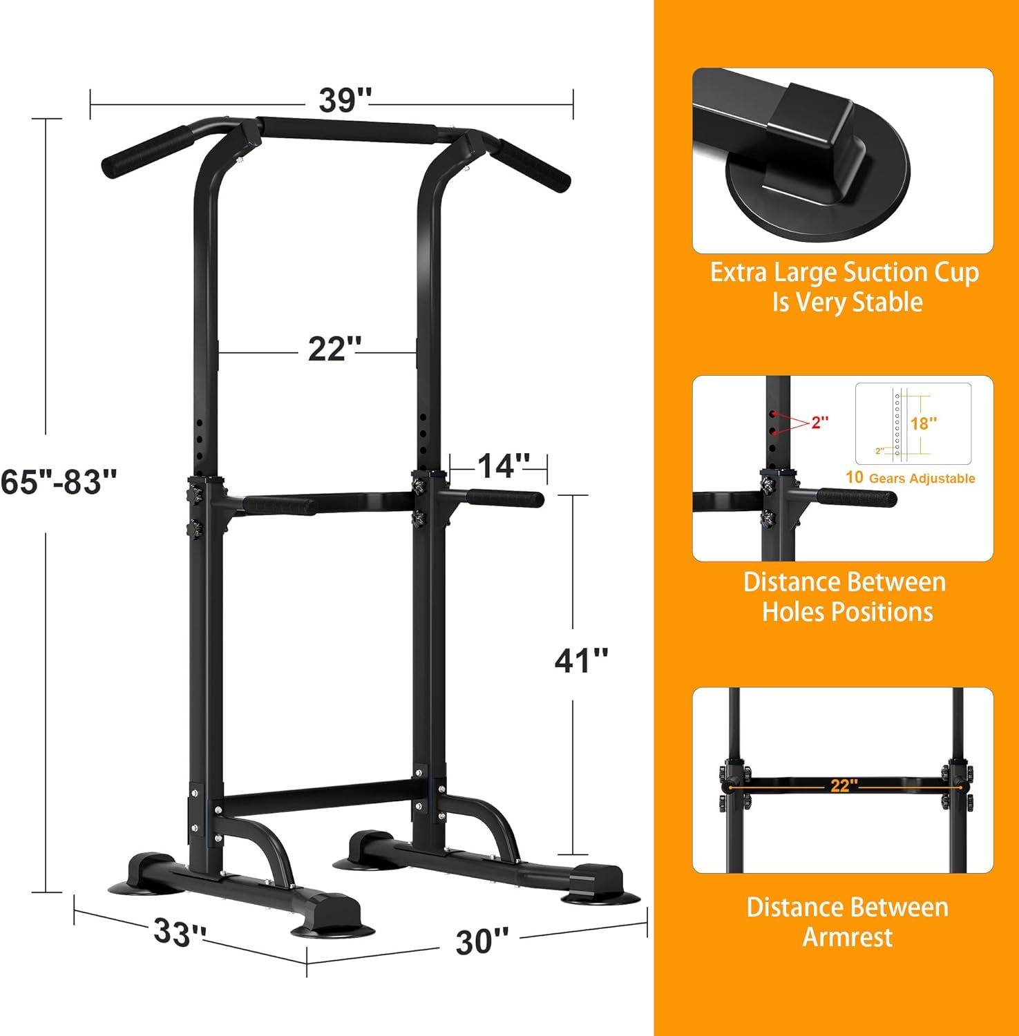 DlandHome Power Tower Pull Up Dip Station Multi-Function Fitness Equipment for Strength Training Adjustable Height Dip Stand for Home Gym - Image 5