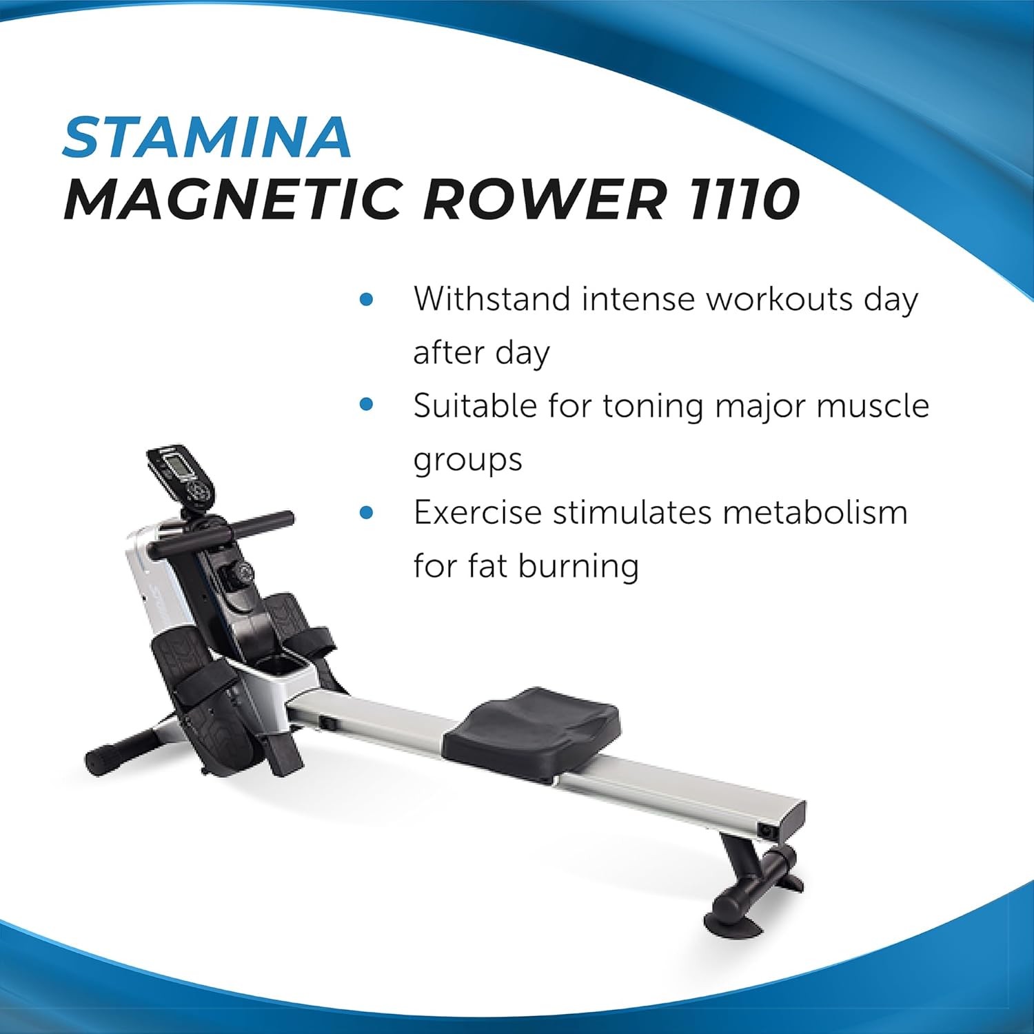 Stamina Magnetic Rower - Rower Machine with Smart Workout App - Rowing Machine with Magnetic Resistance for Home Gym Fitness - Up to 250 lbs Weight Capacity - Image 2