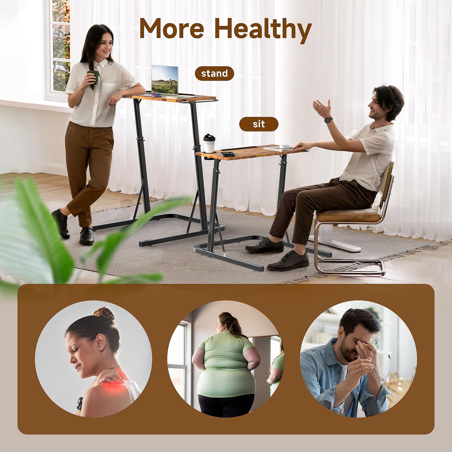 VTORY Adjustable Standing Desk for Walking Pad Treadmill, Desk for Cycling/Bike, Workstation Standing Table for Treadmills Walking Pads, Trainer Stand Table for Indoor,Attachment,Bar for Walking Pad - Image 5