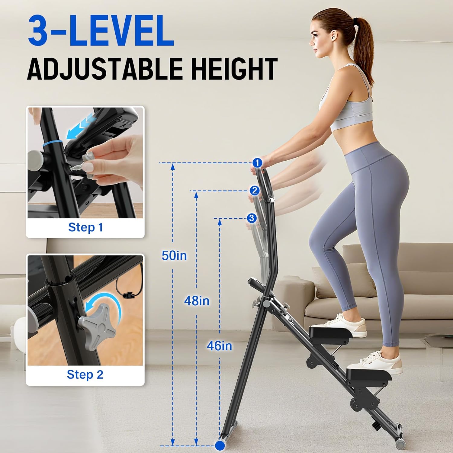 Stair Stepper for Exercise at Home, Folding Stairmaster Machine for Cardio Fitness, Vertical Stair Climber with Adjustable Handlebar, Portable Steppers with 310lbs Loading Capacity - Image 4