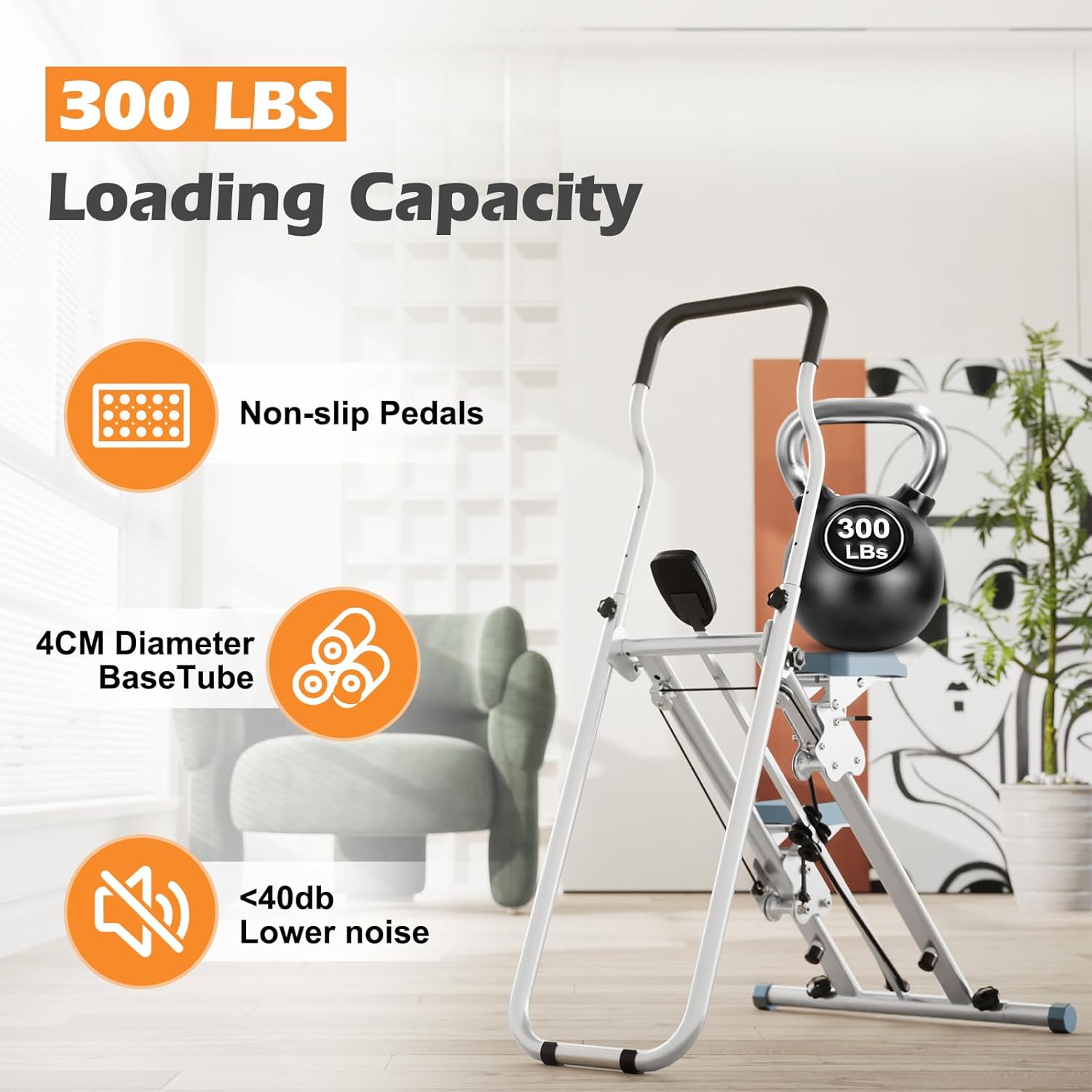 Vertical Climber Stair Stepper for Home Compact Folding Stair Climbing Cardio Exercise Equipment with Non-Slip Pedals Adjustable Height Step Range 300LBS Capacity for Full Body Workout - Image 4