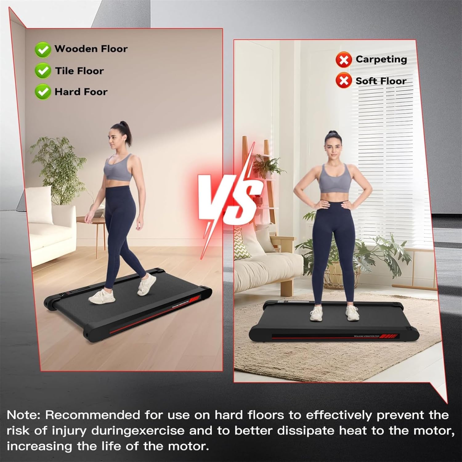 Sperax Walking Pad with APP, 3 in 1 Under Desk Treadmill, 400W Low Noise Walking Vibration Pad with Remote Control,Portable Treadmills for Home Office - Image 8