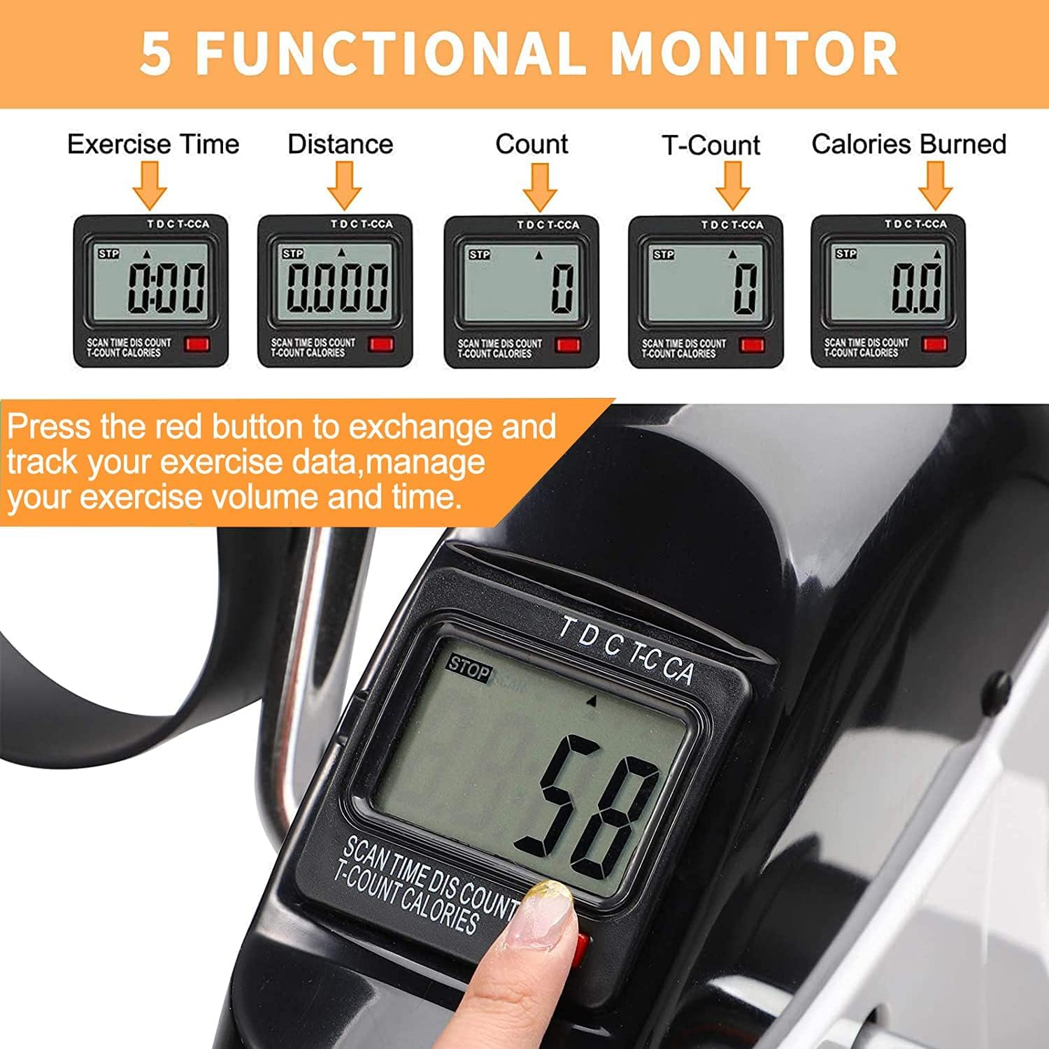 MOMODA Under Desk Bike Pedal Exerciser Mini Bike for Leg/Arm Bike Mini Peddler with LCD Display for Home/Office - Image 2