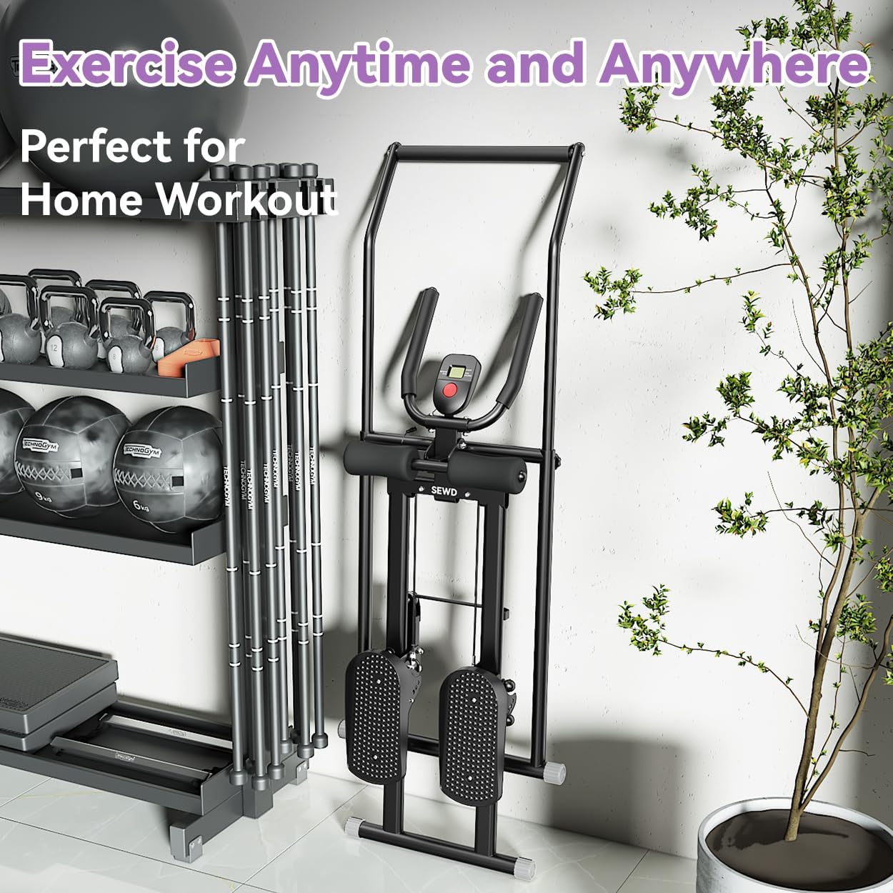 Foldable Stair Stepper Machine – AB Workout Equipment for Home Gym, Full-Body Cardio Workout Equipment with Adjustable Handlebar & Pedals - Image 6