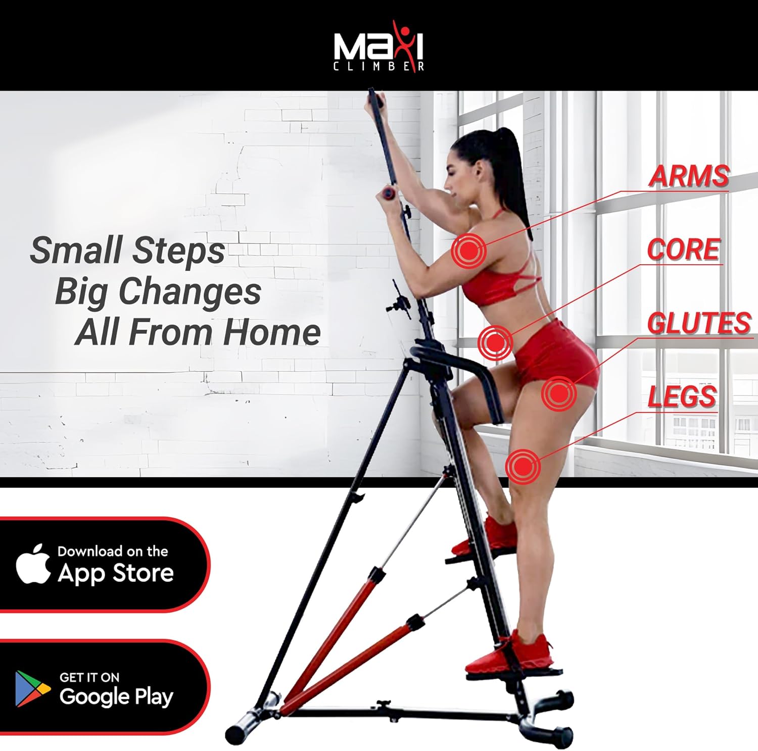 MaxiClimber XL Vertical Climbers - The Original Compact, Mountain Climber, Stair Stepper Exercise Machines - XL-2000 HRS (Hydraulic Resistance System, 12 Level) - Free Coach-led Classes & Fitness App - Image 5