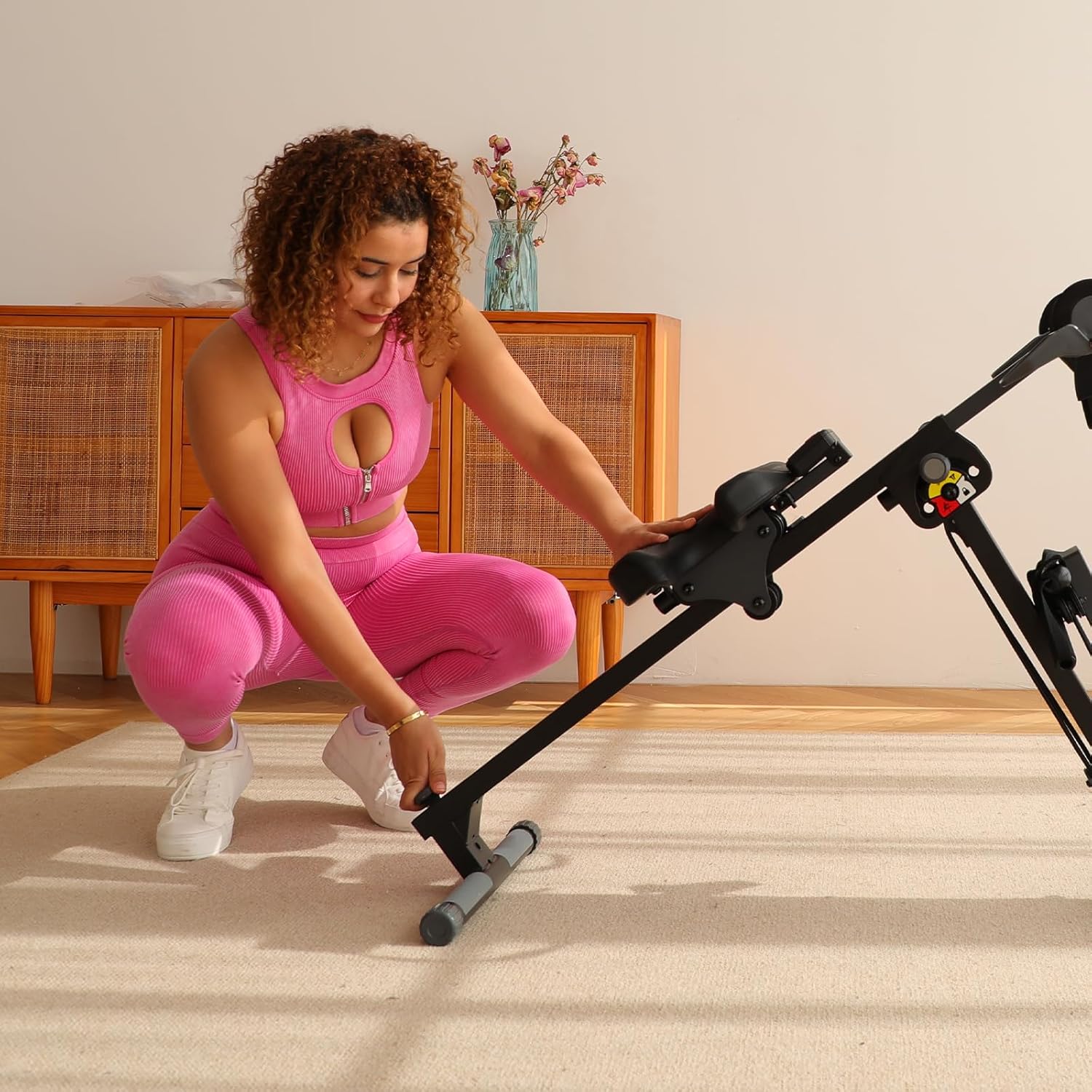 TOUSAINS 3 in 1 Adjustable AB Machine for Stomach Workout with 3 Heights, Foldable Rowing Machine for Home Gym with Comfortable seat & LCD Display Monitor, 330lbs Weight Capacity - Image 4