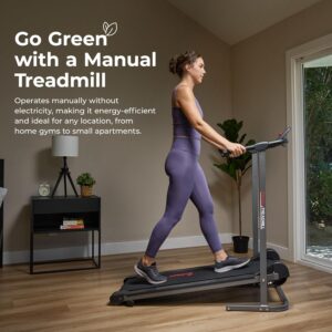 Sunny Health & Fitness Compact & Foldable Treadmill, Non-Slip Surface, Optional Dual Mode Walking/Running, Non-Electric Fixed Incline, Digital Monitor, Smart Bluetooth Connection with SunnyFit App