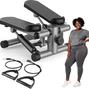 OLIXIS Steppers for Exercise at Home Workout Equipment, Mini Stepper Exercise Machine 300lbs, Twist Step with Resistance Bands, Cardio Weight Loss Equipment Home Fitness