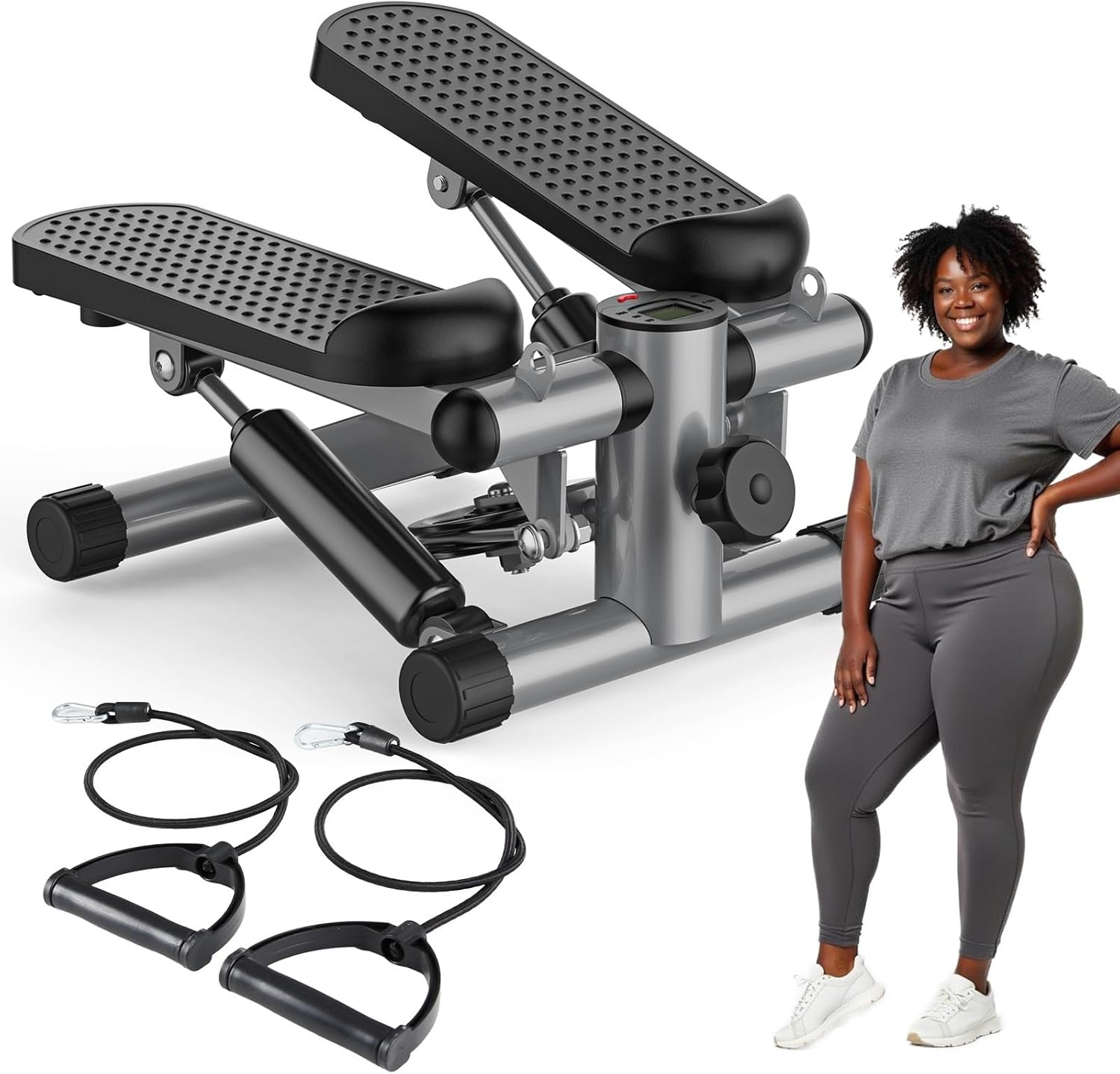 OLIXIS Steppers for Exercise at Home Workout Equipment, Mini Stepper Exercise Machine 300lbs, Twist Step with Resistance Bands, Cardio Weight Loss Equipment Home Fitness