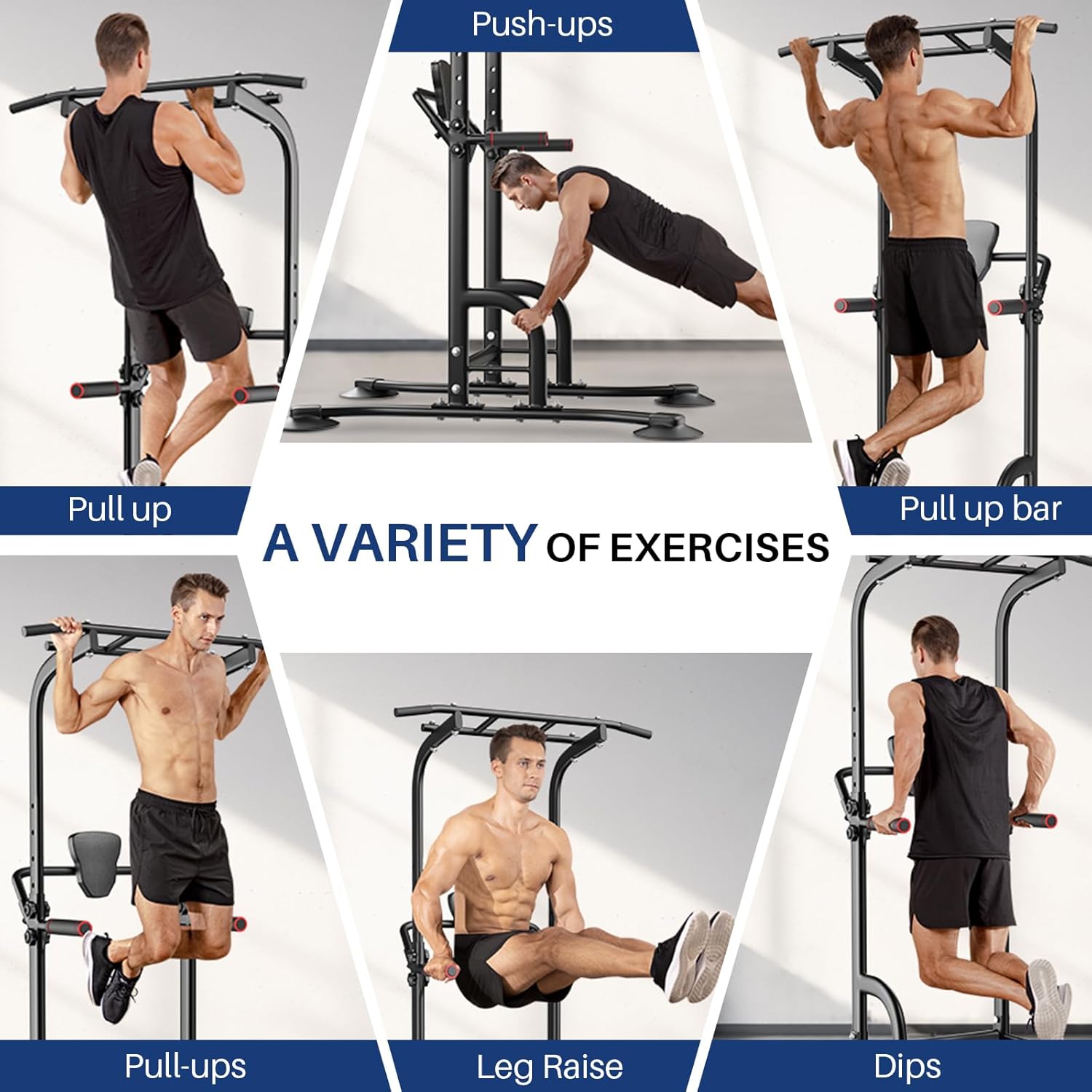 BangTong&Li Power Tower, Pull Up Bar Dip Station/Stand for Home Gym Strength Training Workout Equipment - Image 3